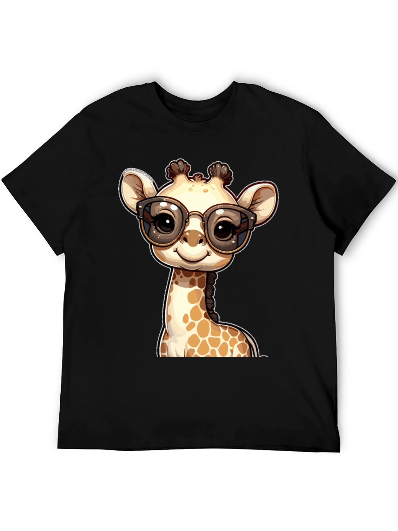 Black Giraffe with Glasses Graphic Tee view 5