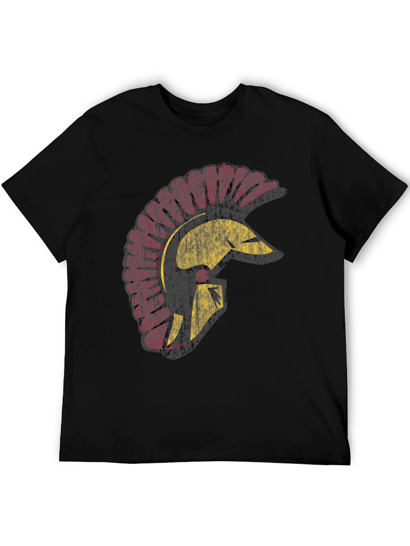 Black Trojan Helmet Graphic Tee - Black Cotton T-Shirt view 5