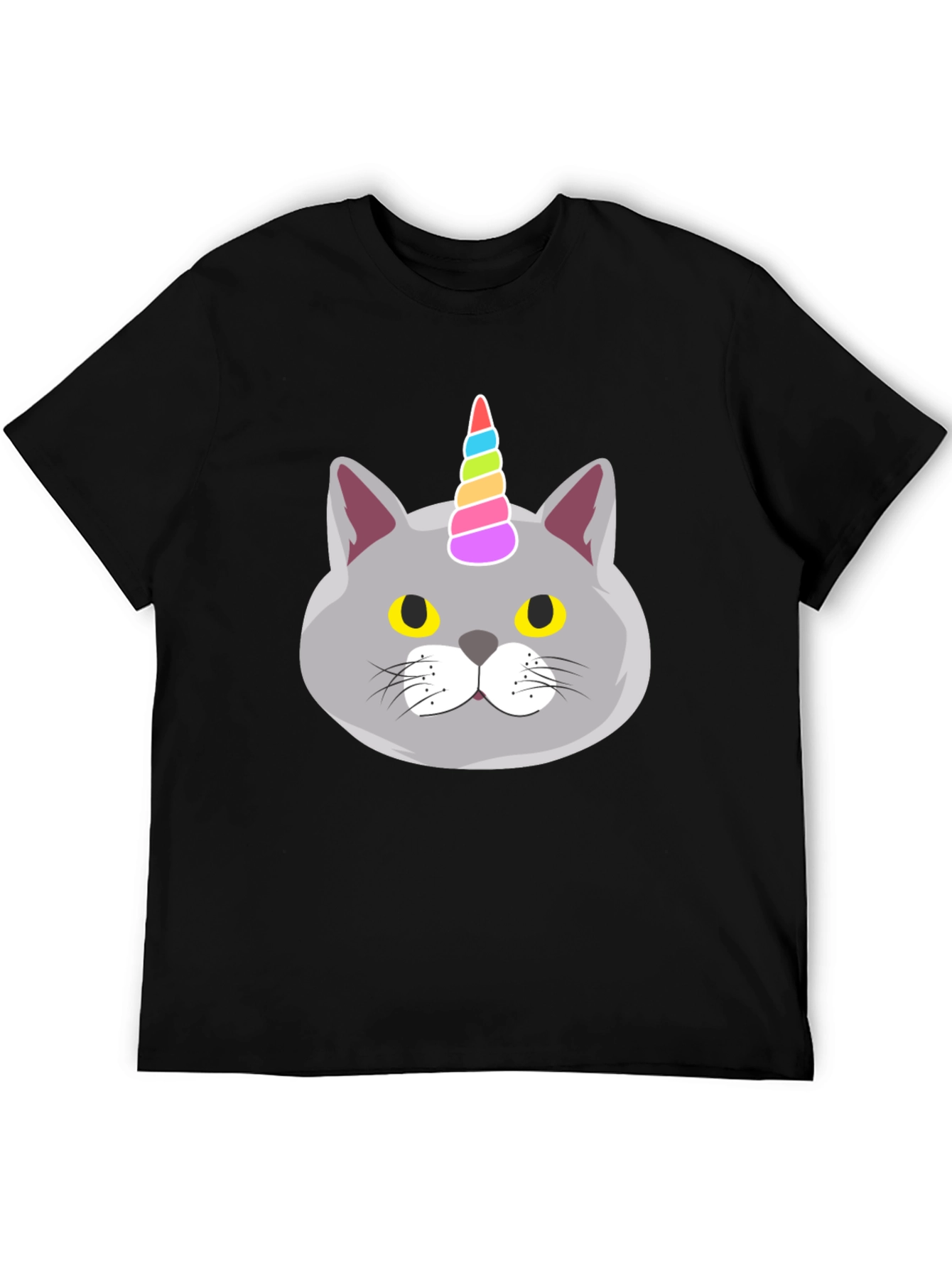 Black Unicorn Cat Graphic Tee - Men's Black T-Shirt view 5