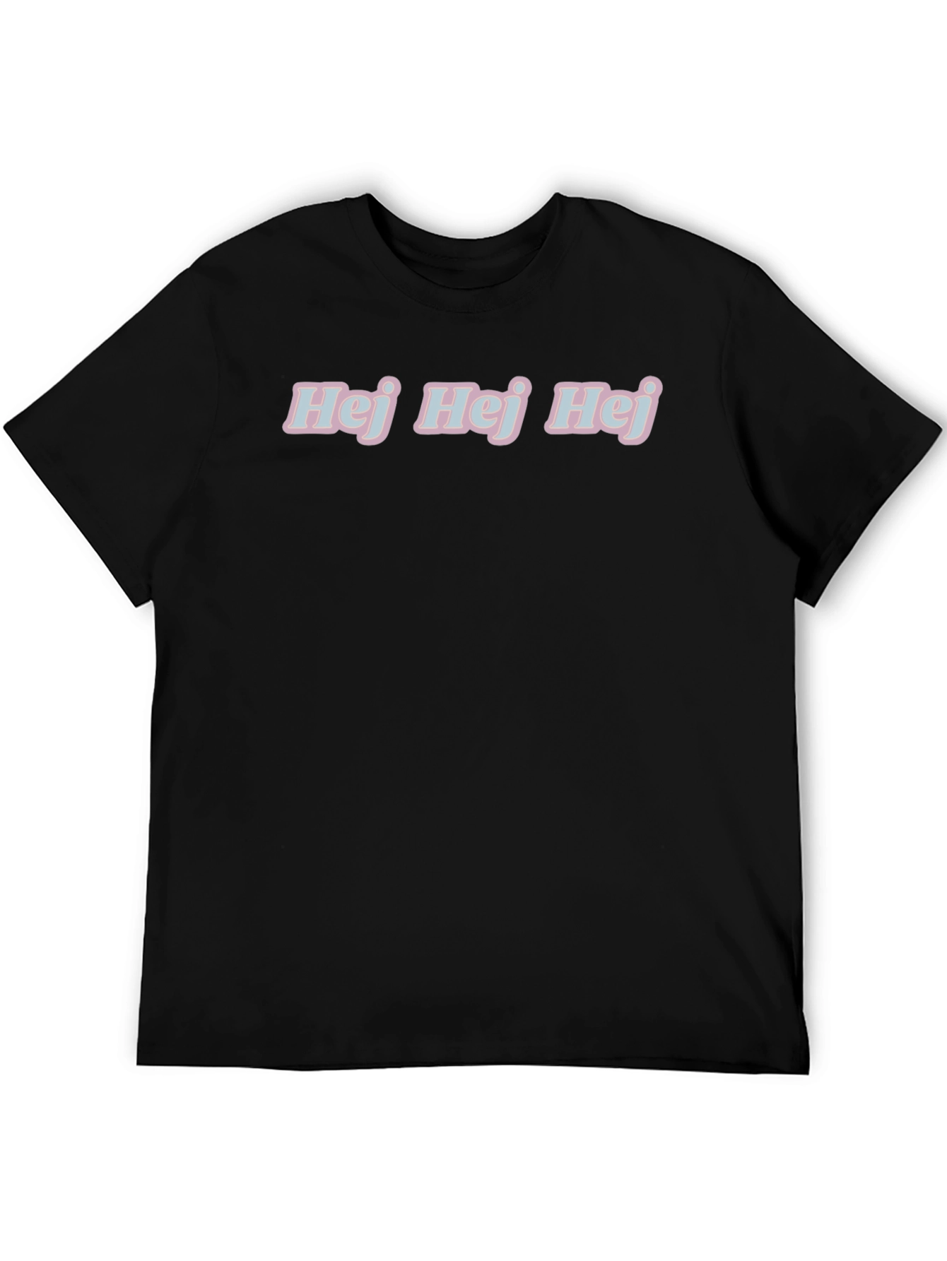 Black Hej Hej Hej T-Shirt - Casual Black Tee view 5