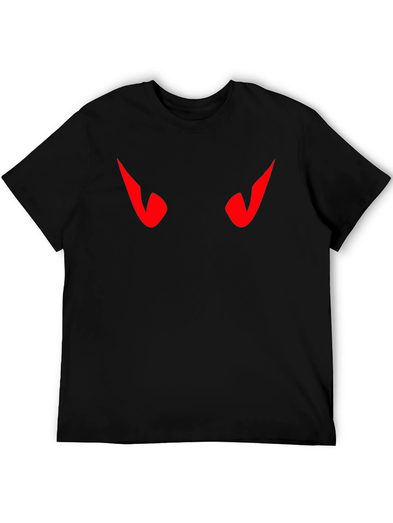 Black Men's Black T-Shirt with Red Devil Eyes Design view 5