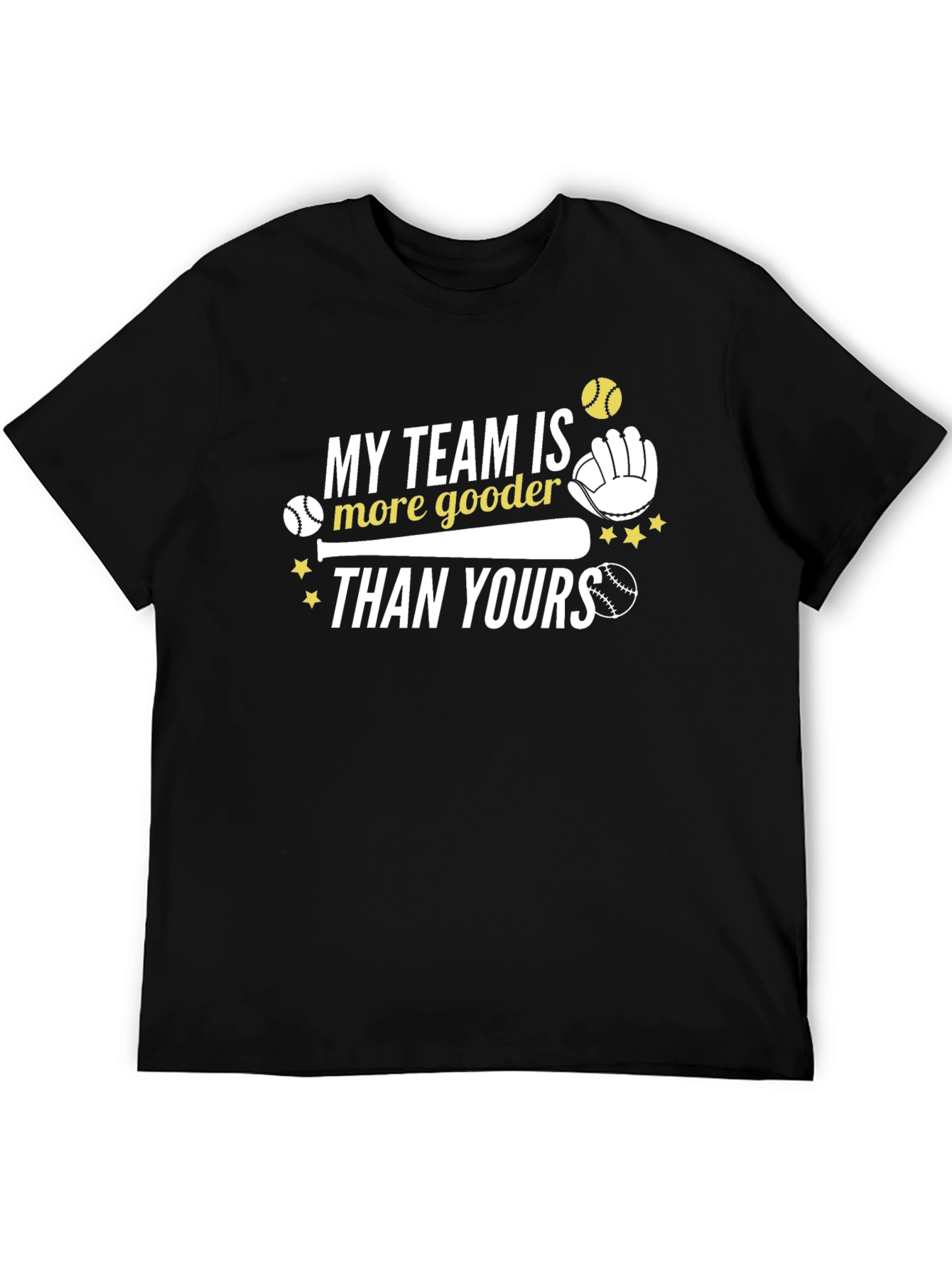 Black Baseball Team Humor Graphic T-Shirt view 5