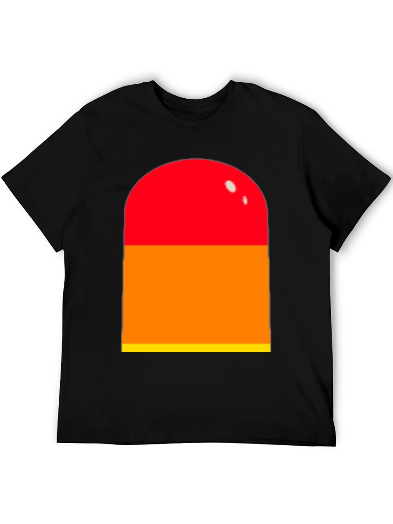 Black Retro Color Block Tee - Red, Orange, Yellow Graphic T-Shirt view 5