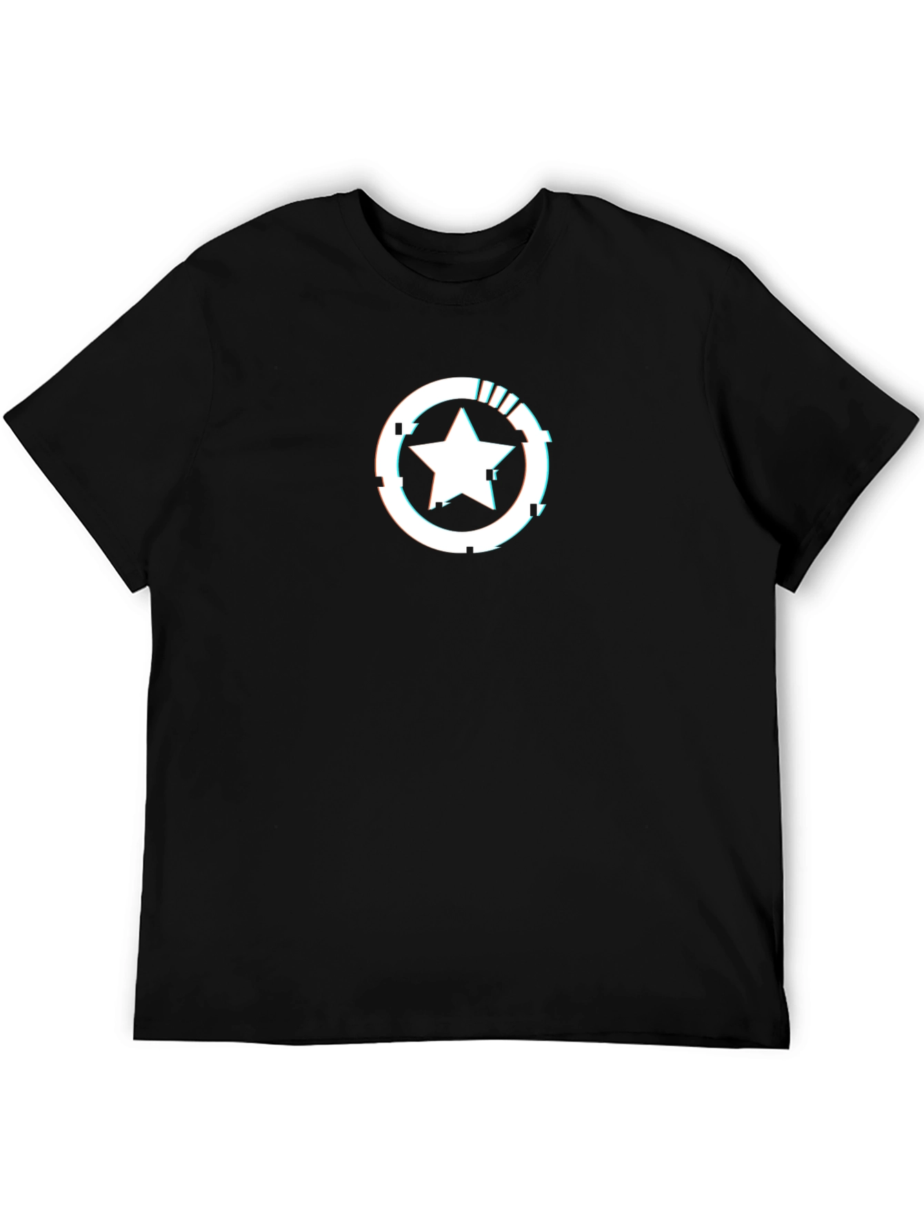 Black Star Glitch Black T-Shirt view 5