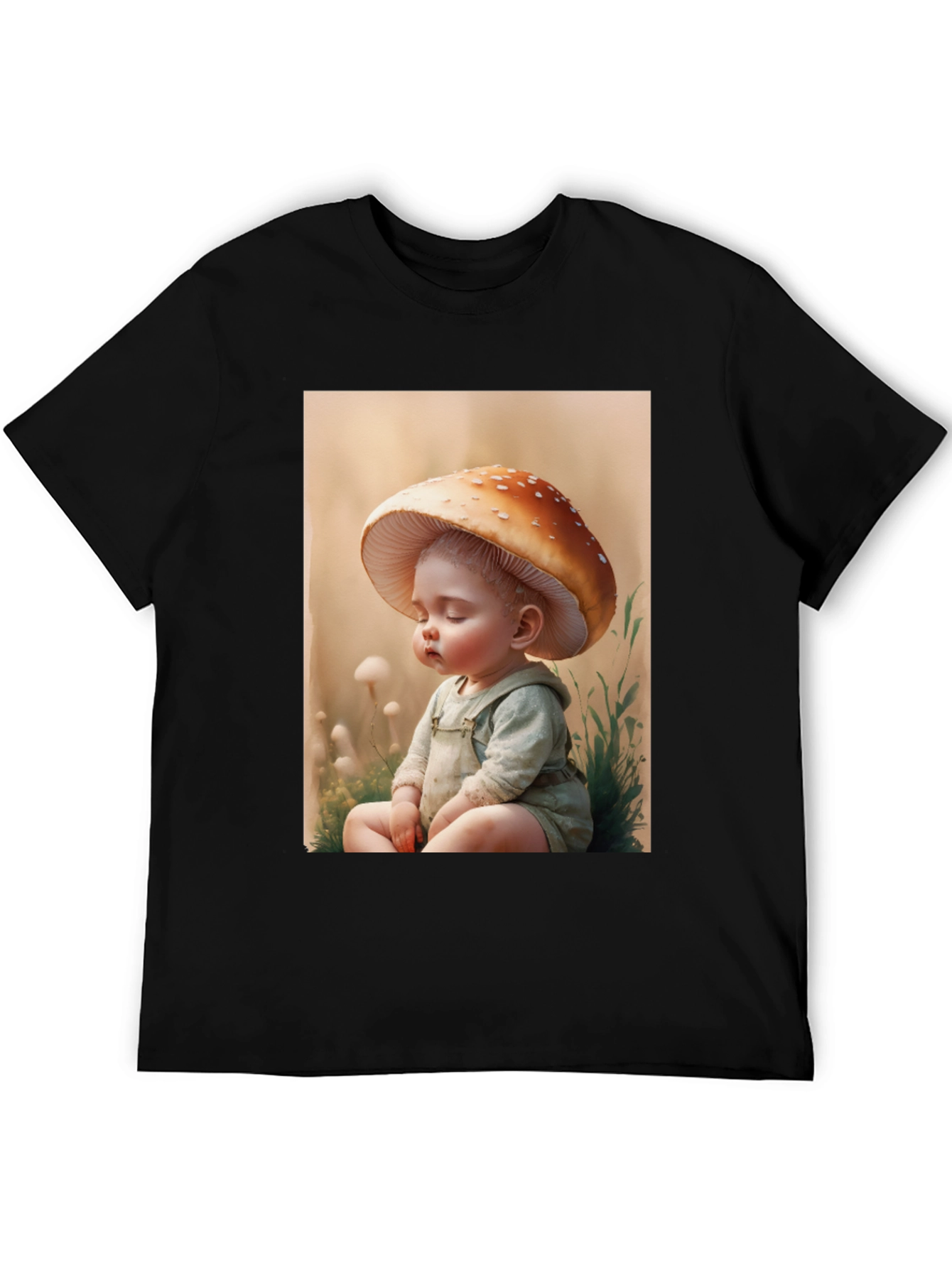 Black Mushroom Baby Graphic Tee - Unique Design view 5