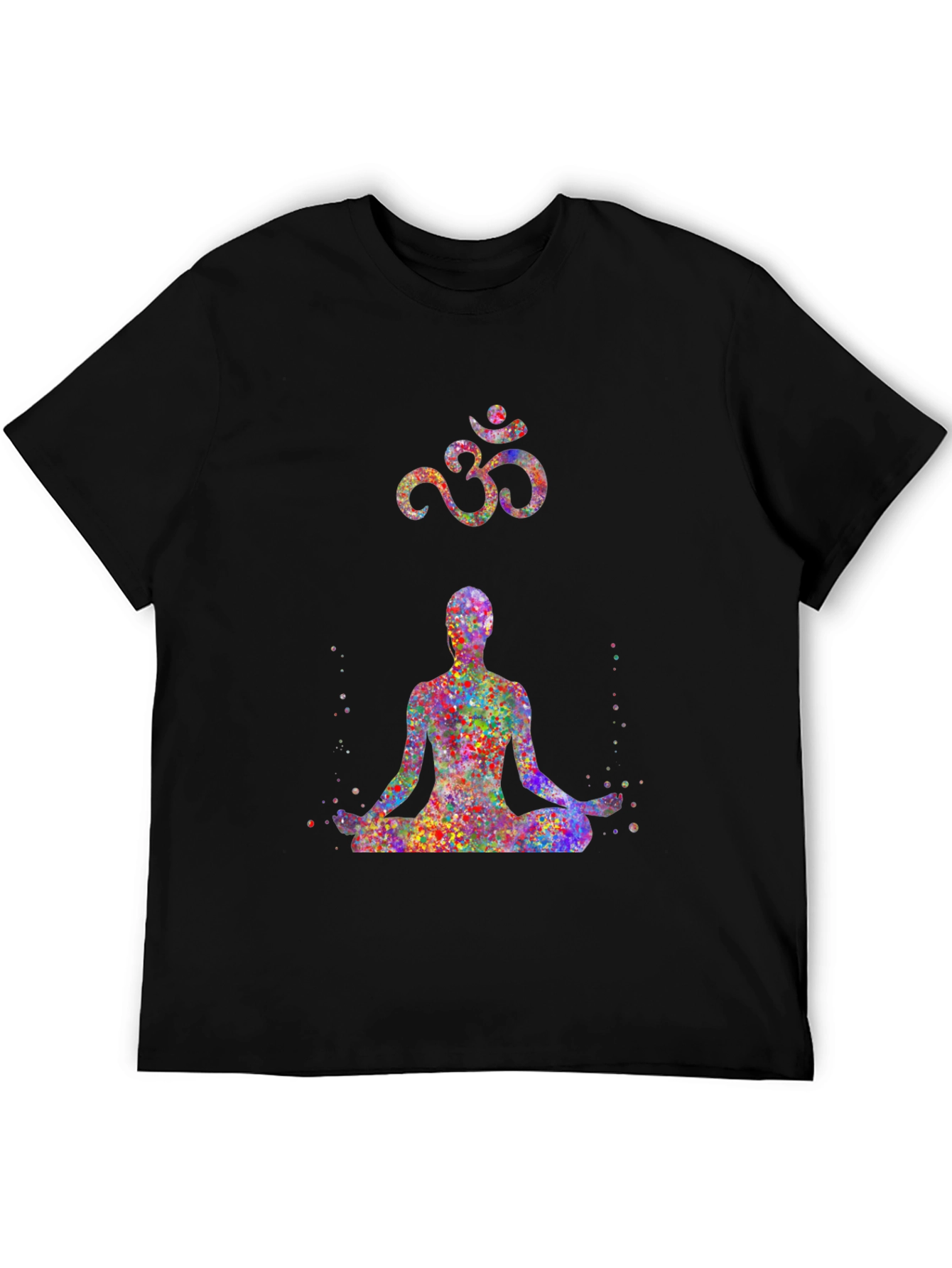 Black Yoga Om Symbol Graphic T-Shirt view 5