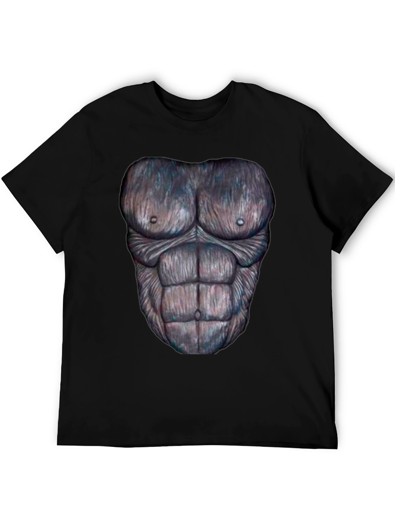 Black Funny Gorilla Chest Print Black T-Shirt view 5