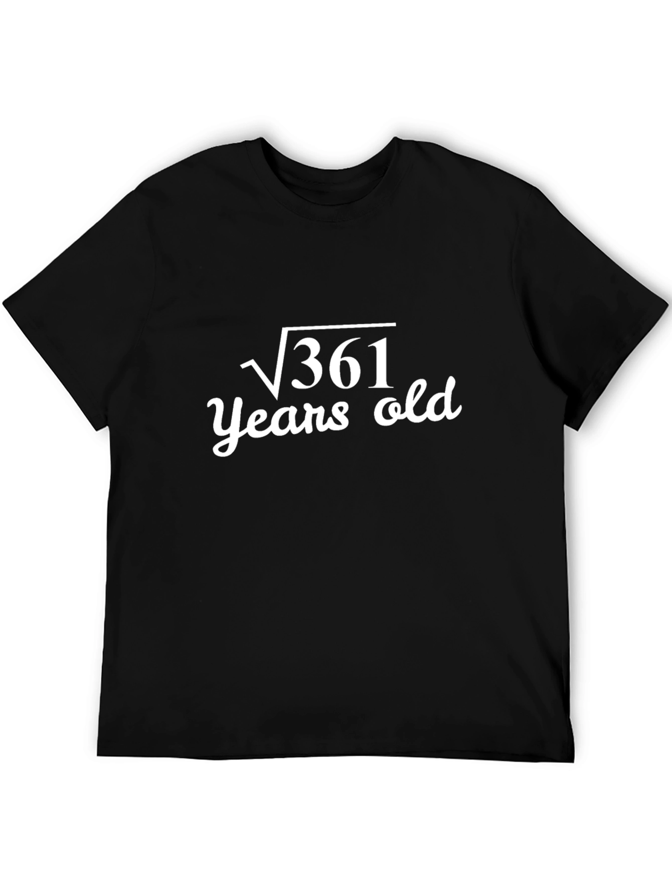 Black 19th Birthday T-Shirt: Square Root of 361 Years Old view 5