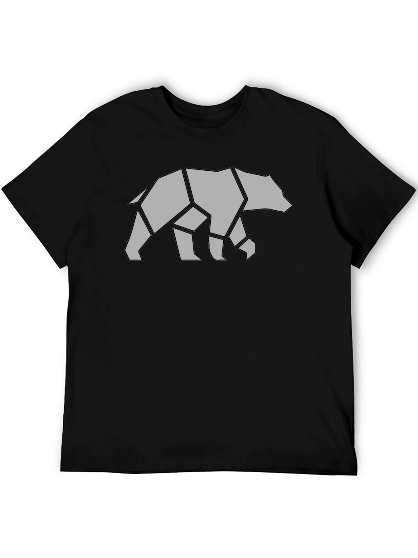 Black Geometric Bear Graphic Tee - Black Casual Shirt view 5