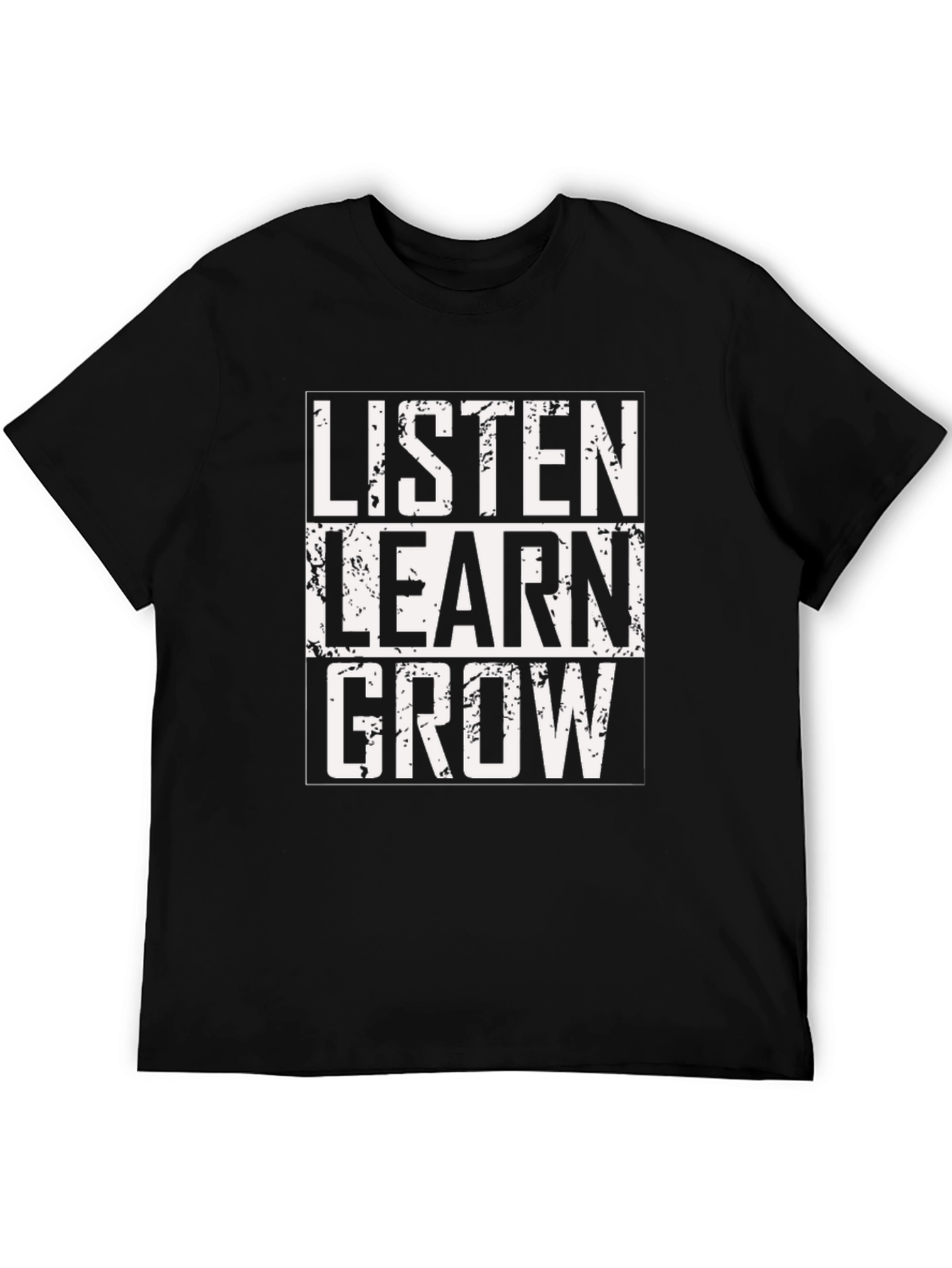 Black Listen Learn Grow T-Shirt - Motivational Graphic Tee view 5