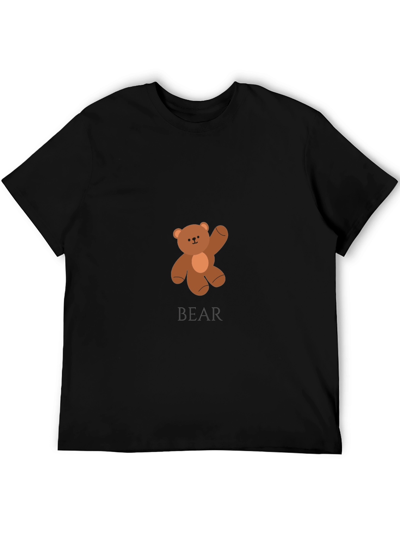 Black Men's Black Teddy Bear Graphic T-Shirt view 5