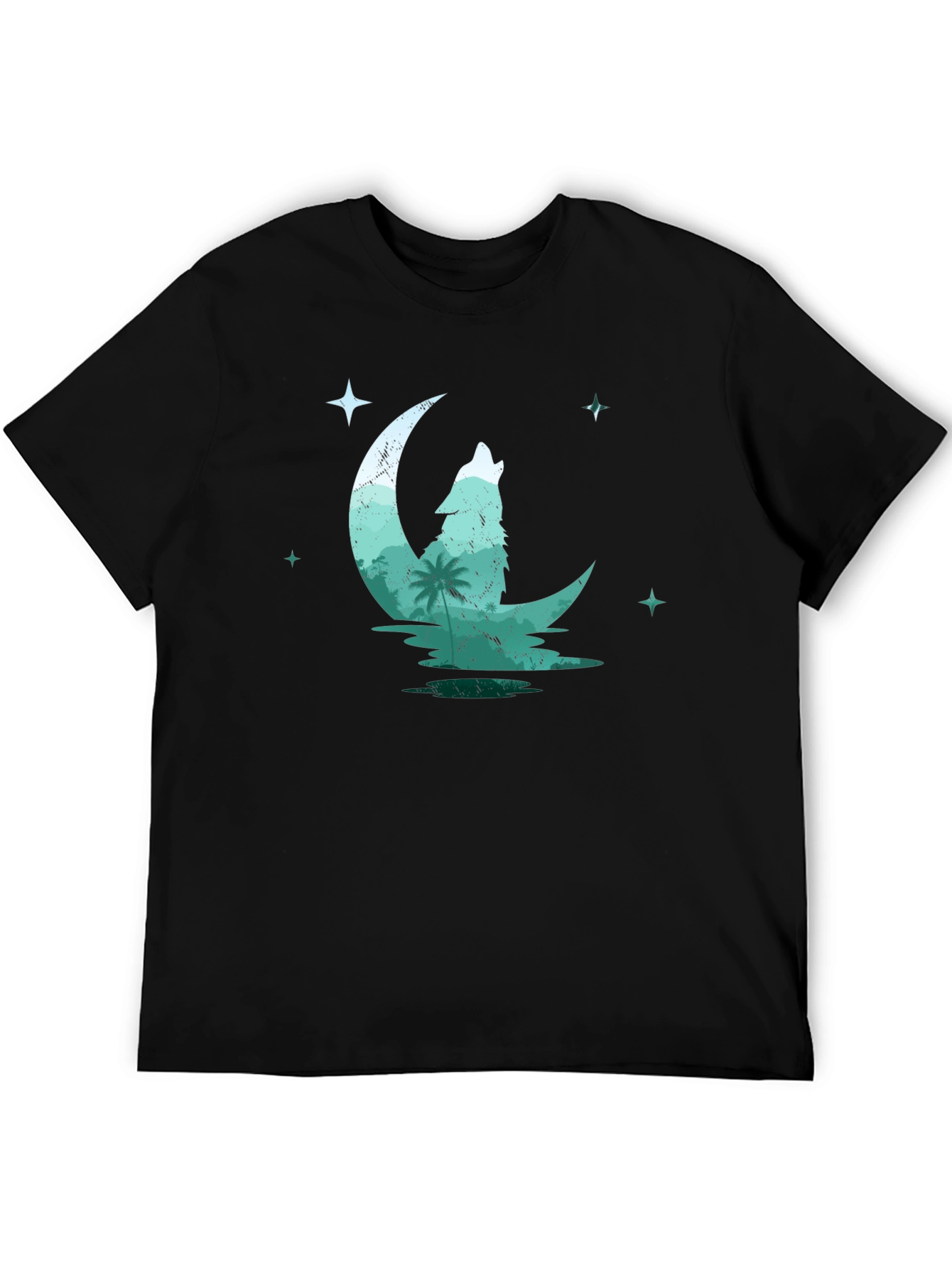 Black Wolf Moon Graphic Tee - Black Cotton T-Shirt view 5
