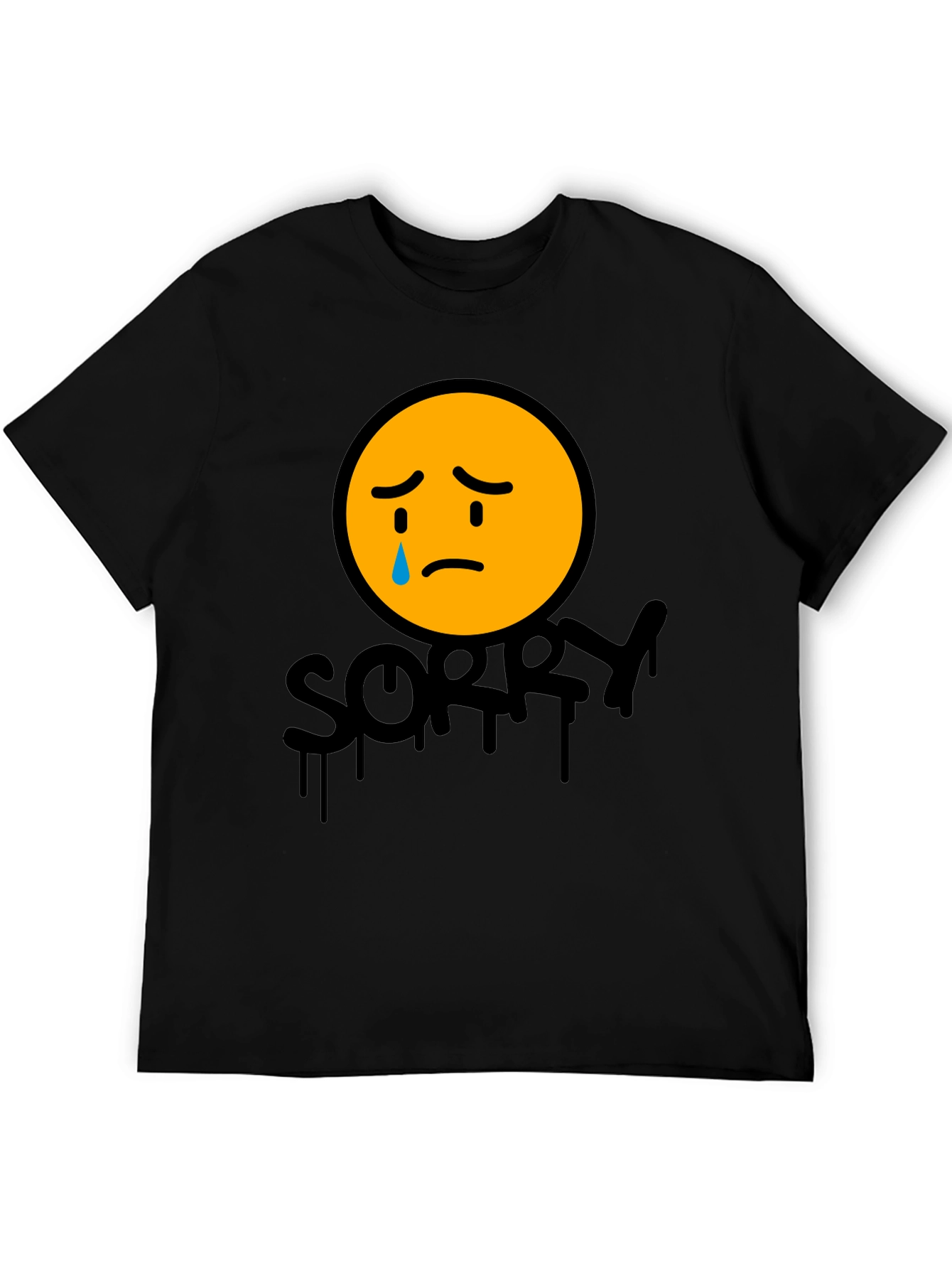 Black Sorry Face Graphic Tee - Black Cotton Blend view 5