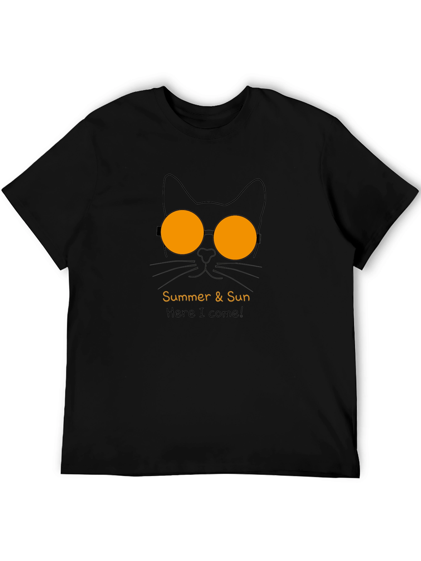 Black Summer Cat T-Shirt - Cool Shades & Sunny Vibes view 5