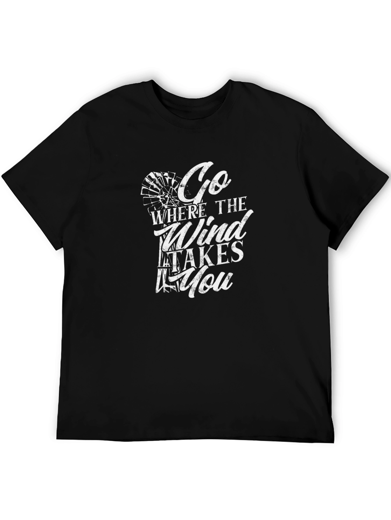 Black Go Where The Wind Takes You Graphic Tee view 5
