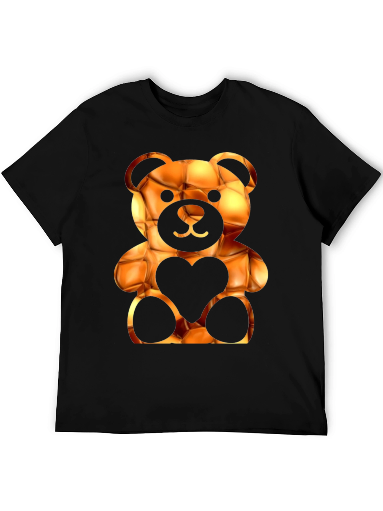 Black Trendy Black Bear Heart Graphic Tee view 5
