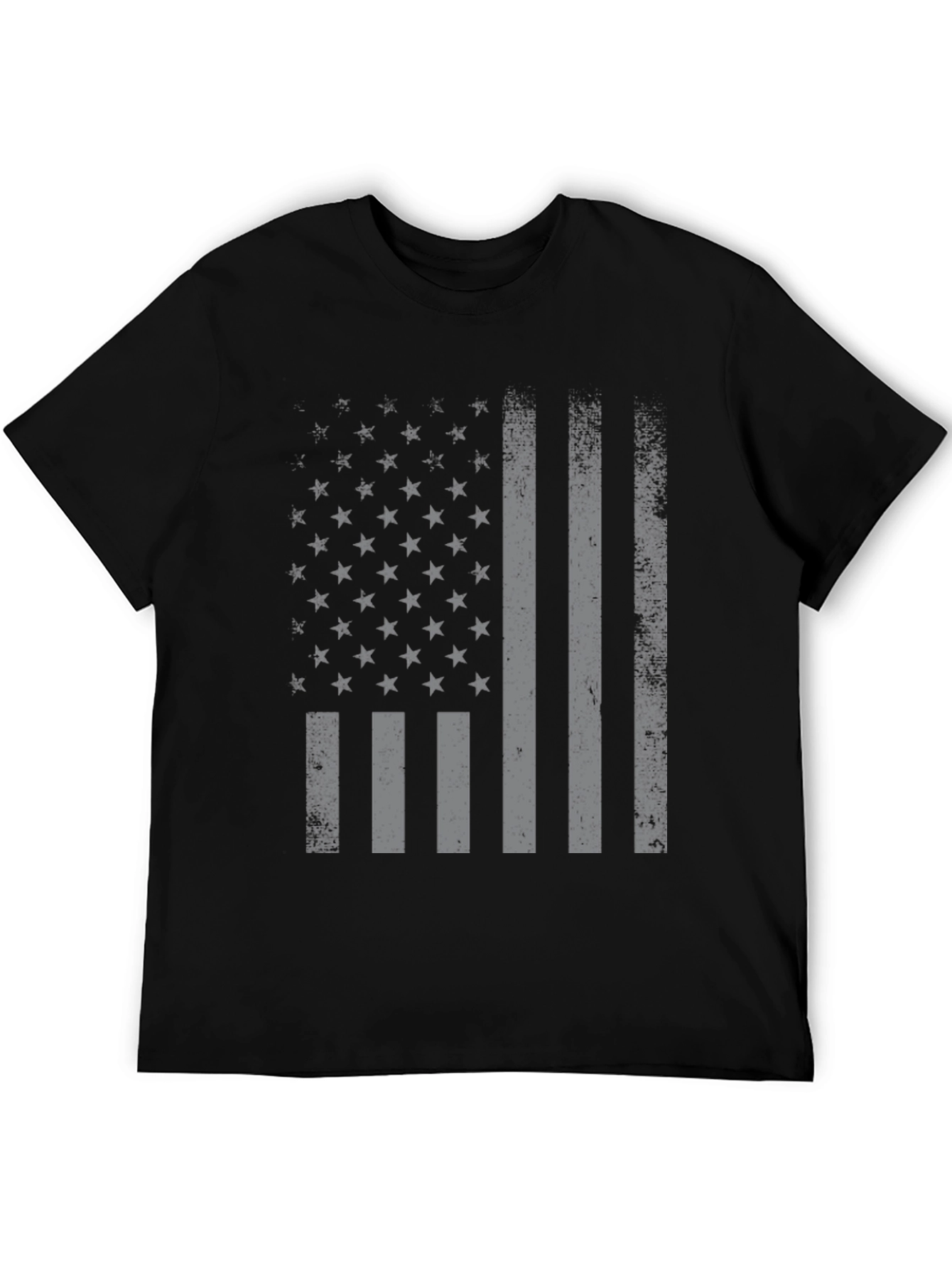 Black Distressed American Flag Graphic T-Shirt view 5