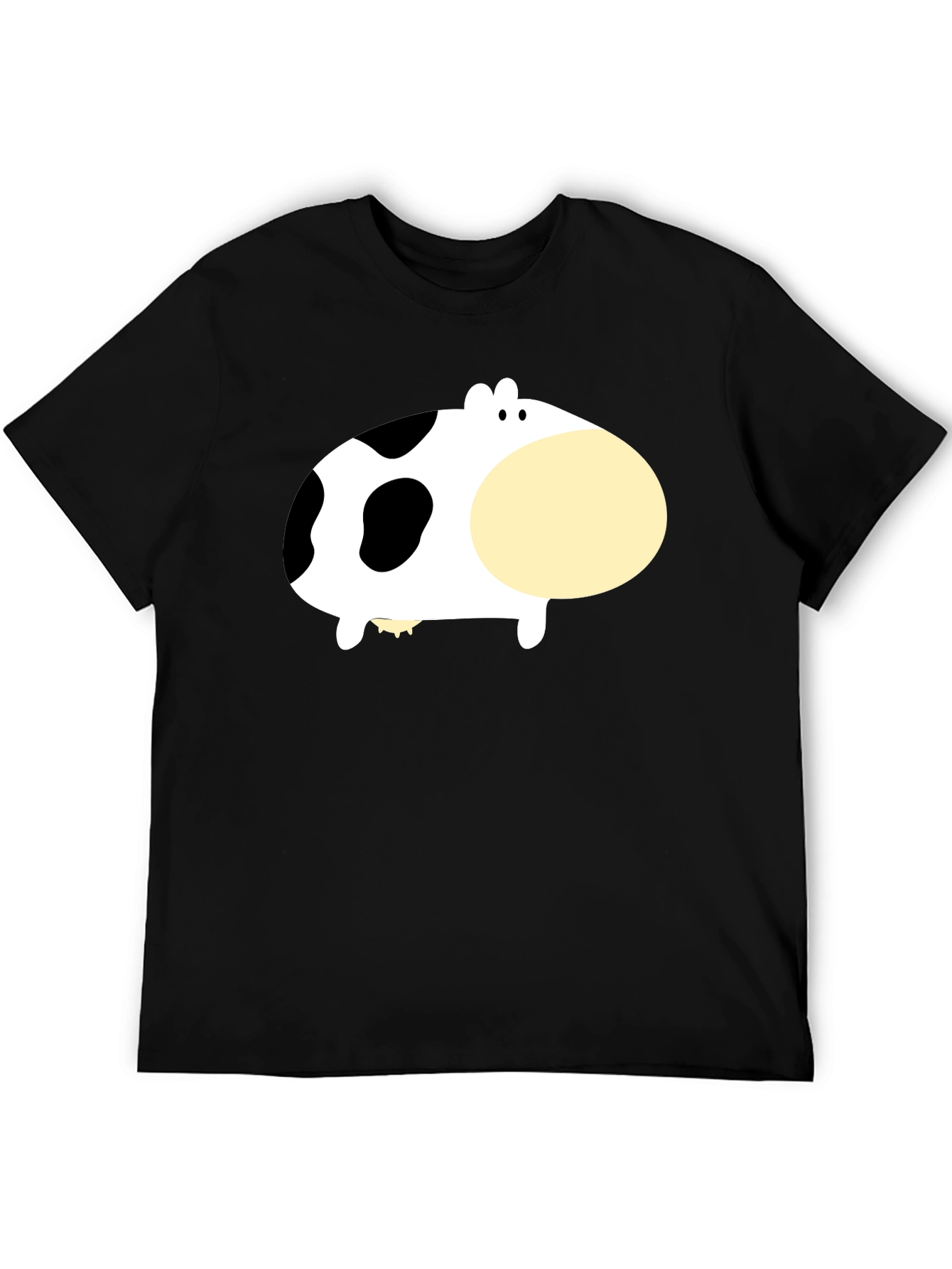 Black Cute Cartoon Cow Graphic Tee - Black view 5