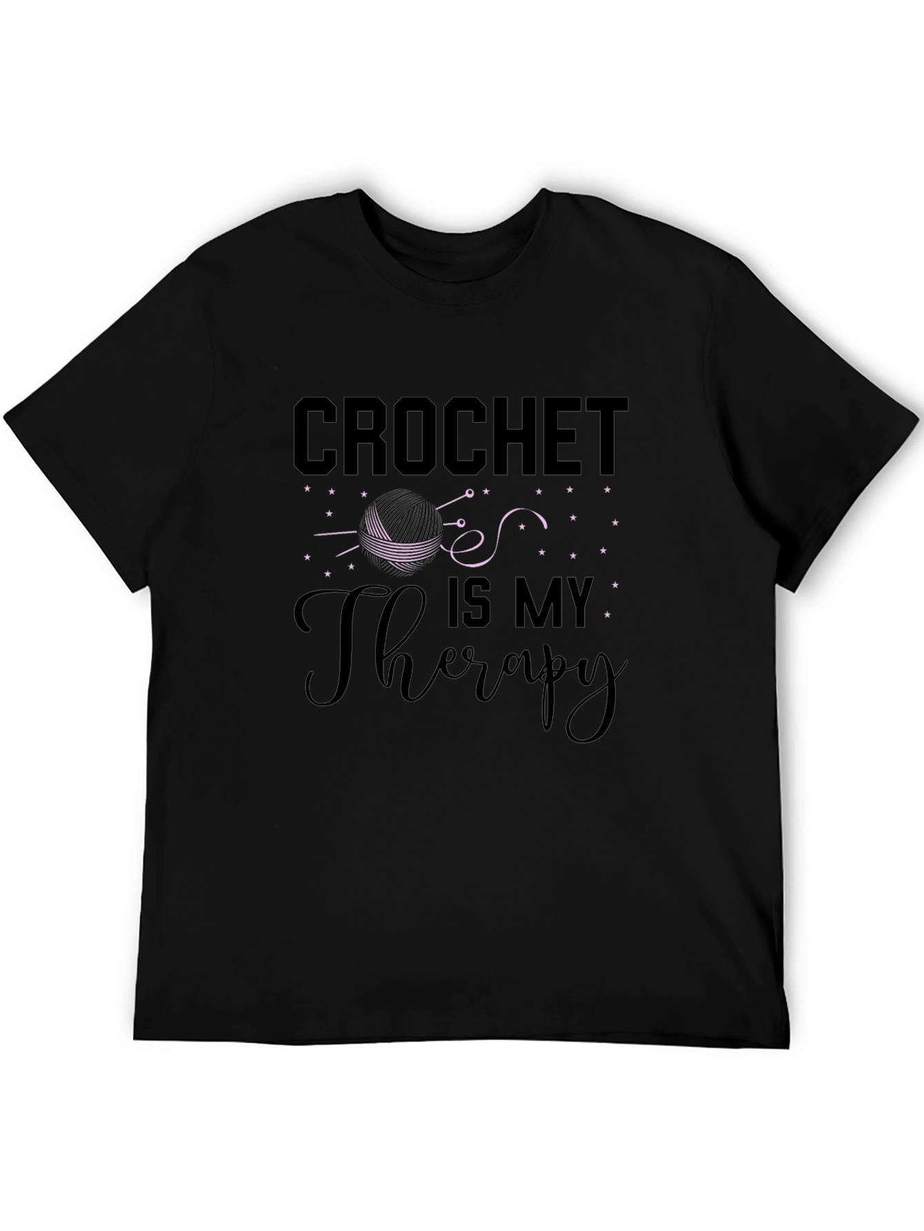 Black Crochet Is My Therapy Graphic Tee view 5