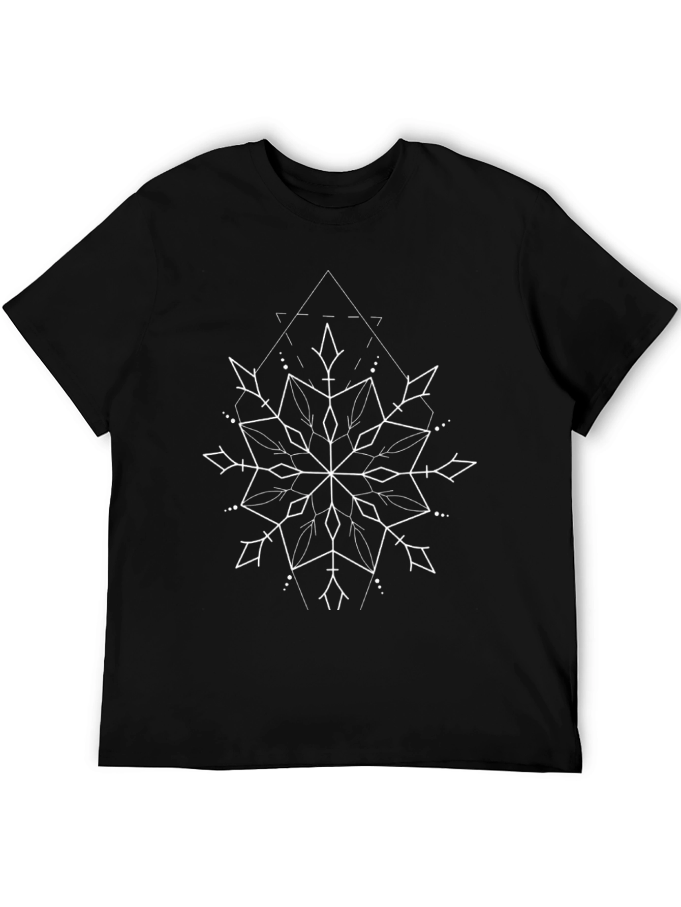 Black Geometric Snowflake Graphic Tee - Black view 5