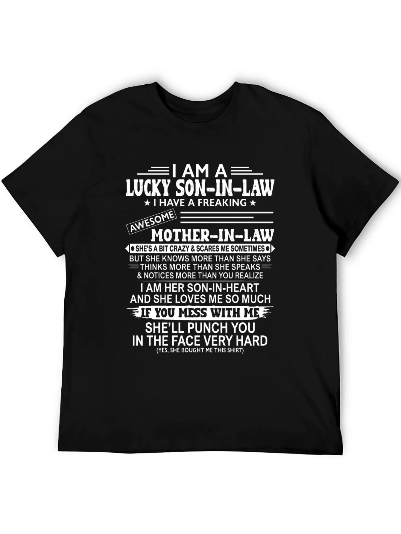 Black Lucky Son-In-Law Novelty Graphic T-Shirt view 5