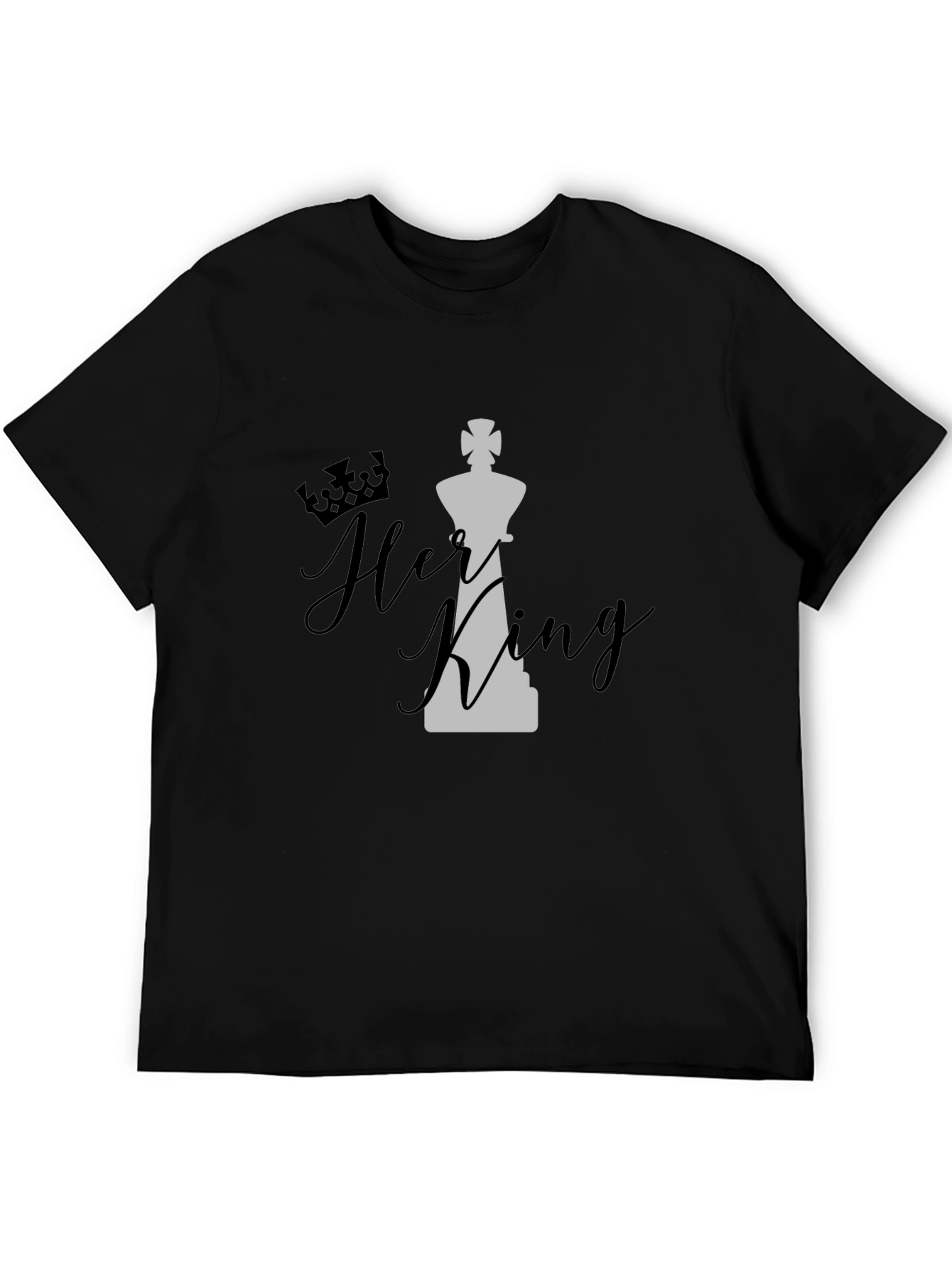 Black Her King Graphic T-Shirt - Black Cotton Blend Casual Tee view 5