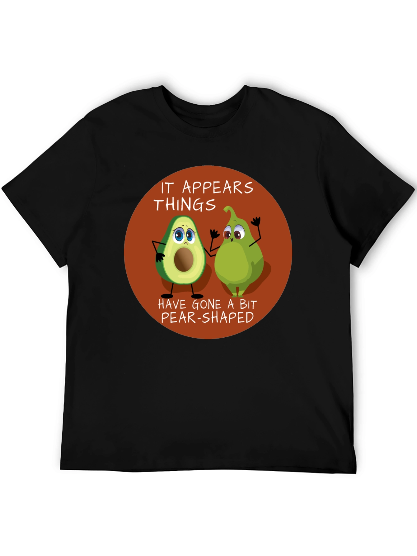 Black Funny Avocado & Pear Graphic T-Shirt view 5