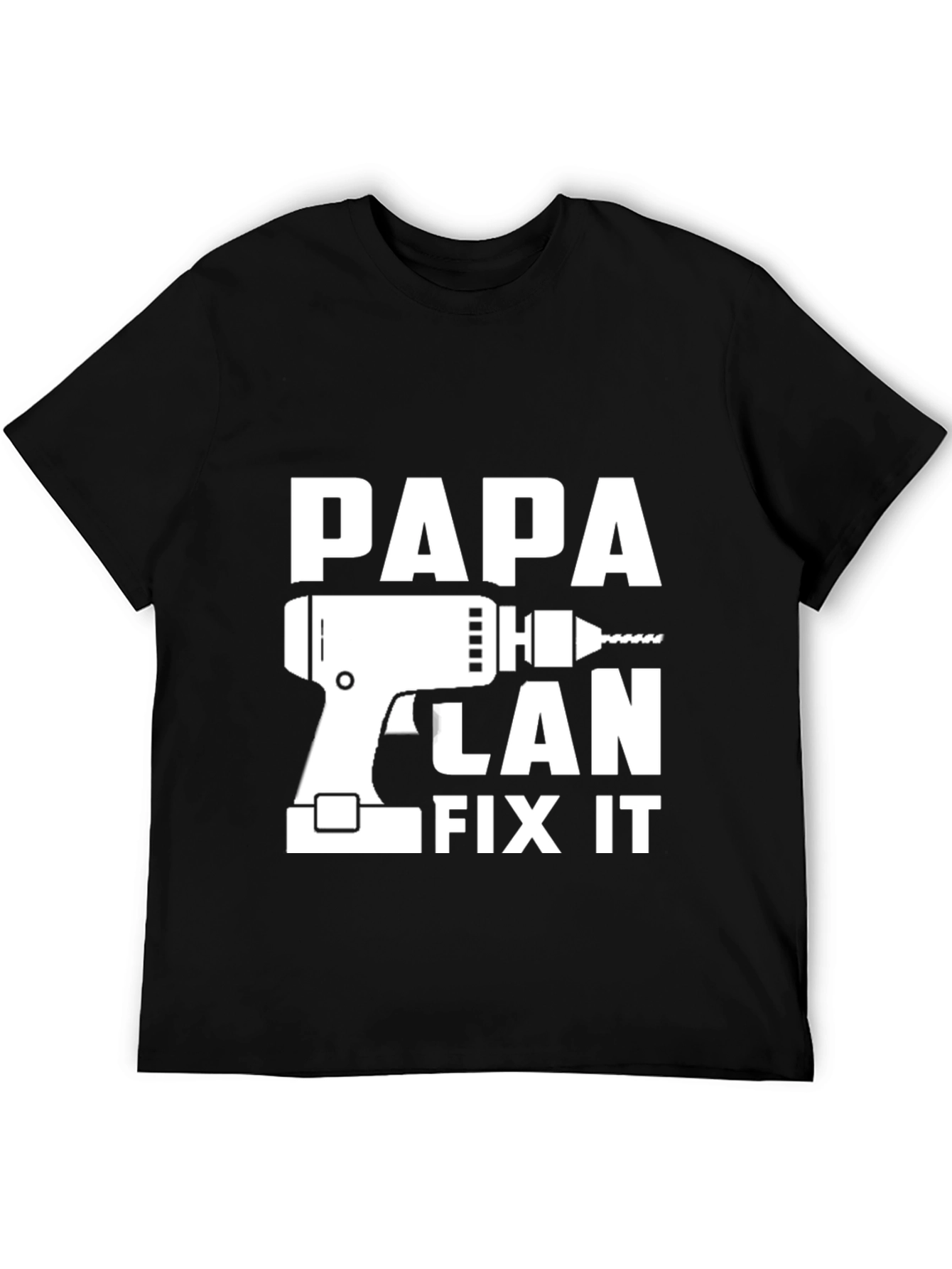 Black Papa Can Fix It T-Shirt - Funny Dad Tee view 5
