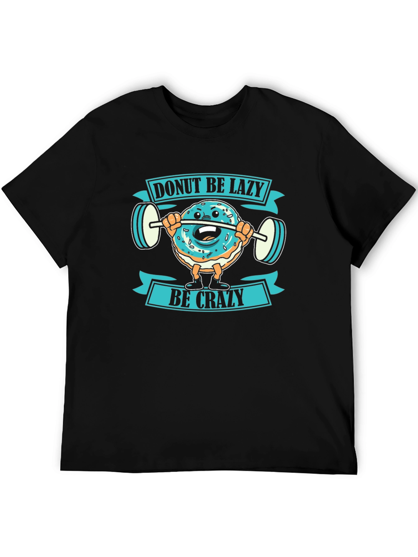 Black Donut Be Lazy Graphic T-Shirt - Funny Workout Tee view 5