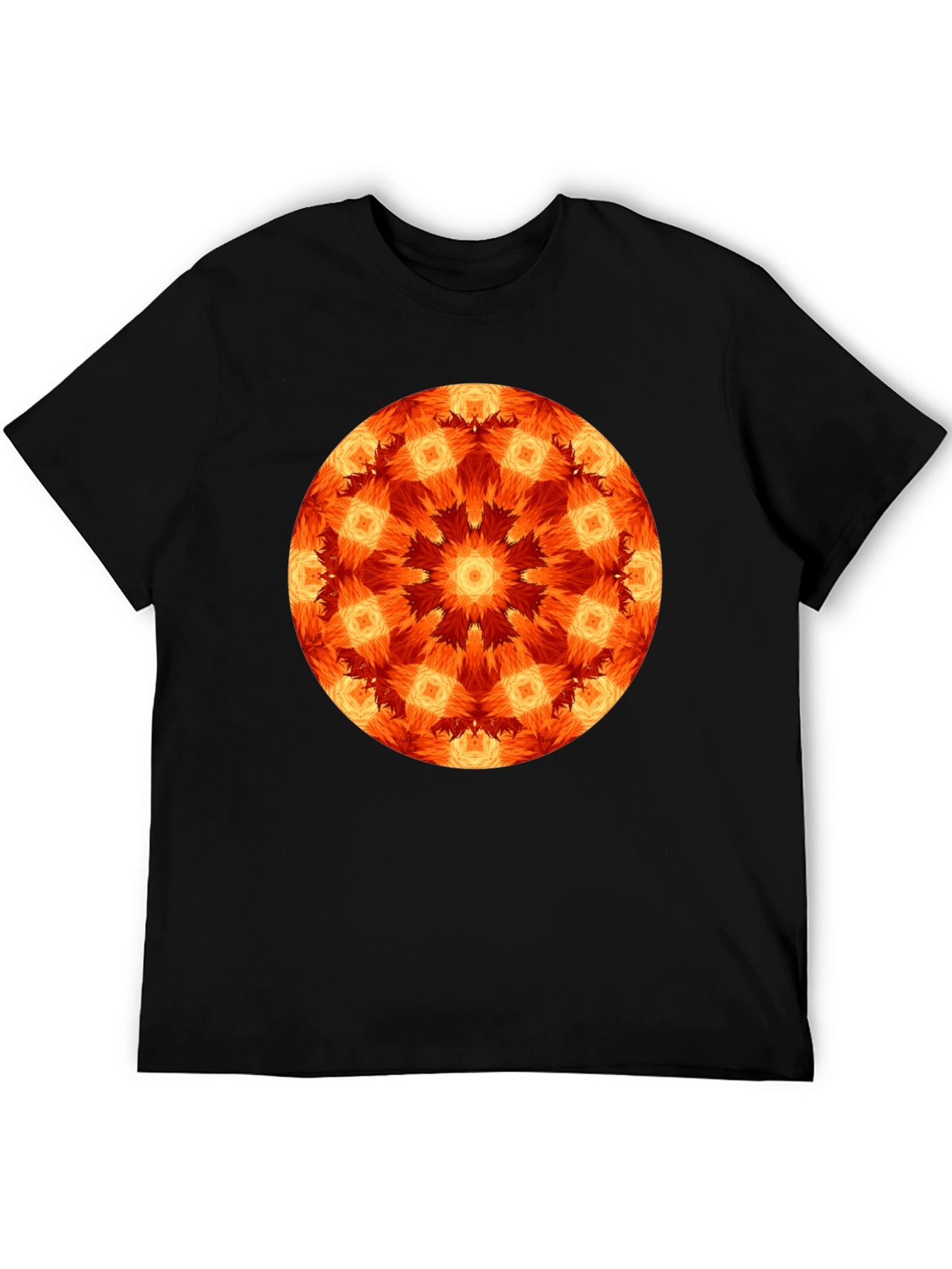 Black Fiery Mandala Graphic Black T-Shirt view 5
