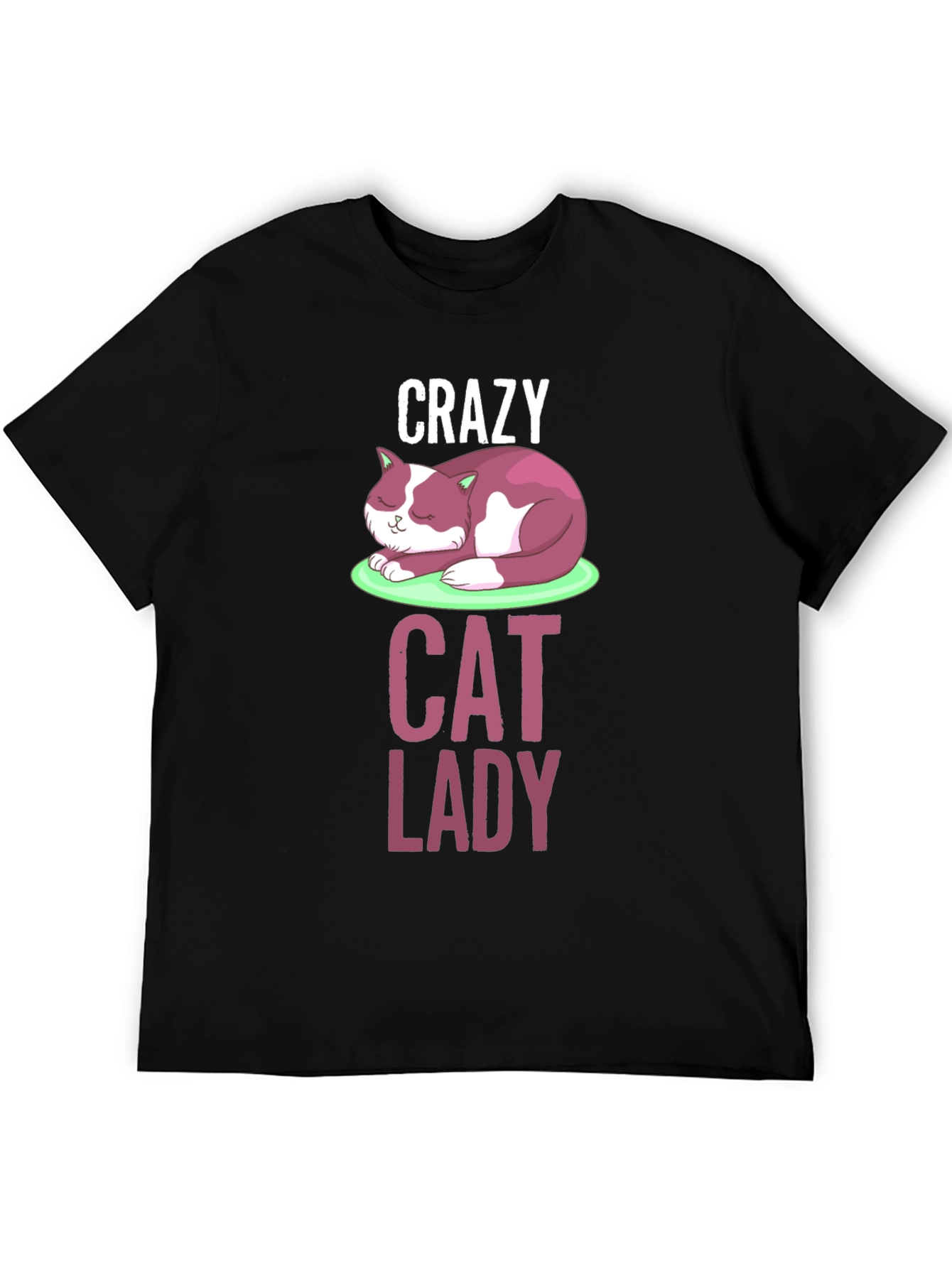 Black Crazy Cat Lady T-Shirt - Fun Graphic Tee view 5