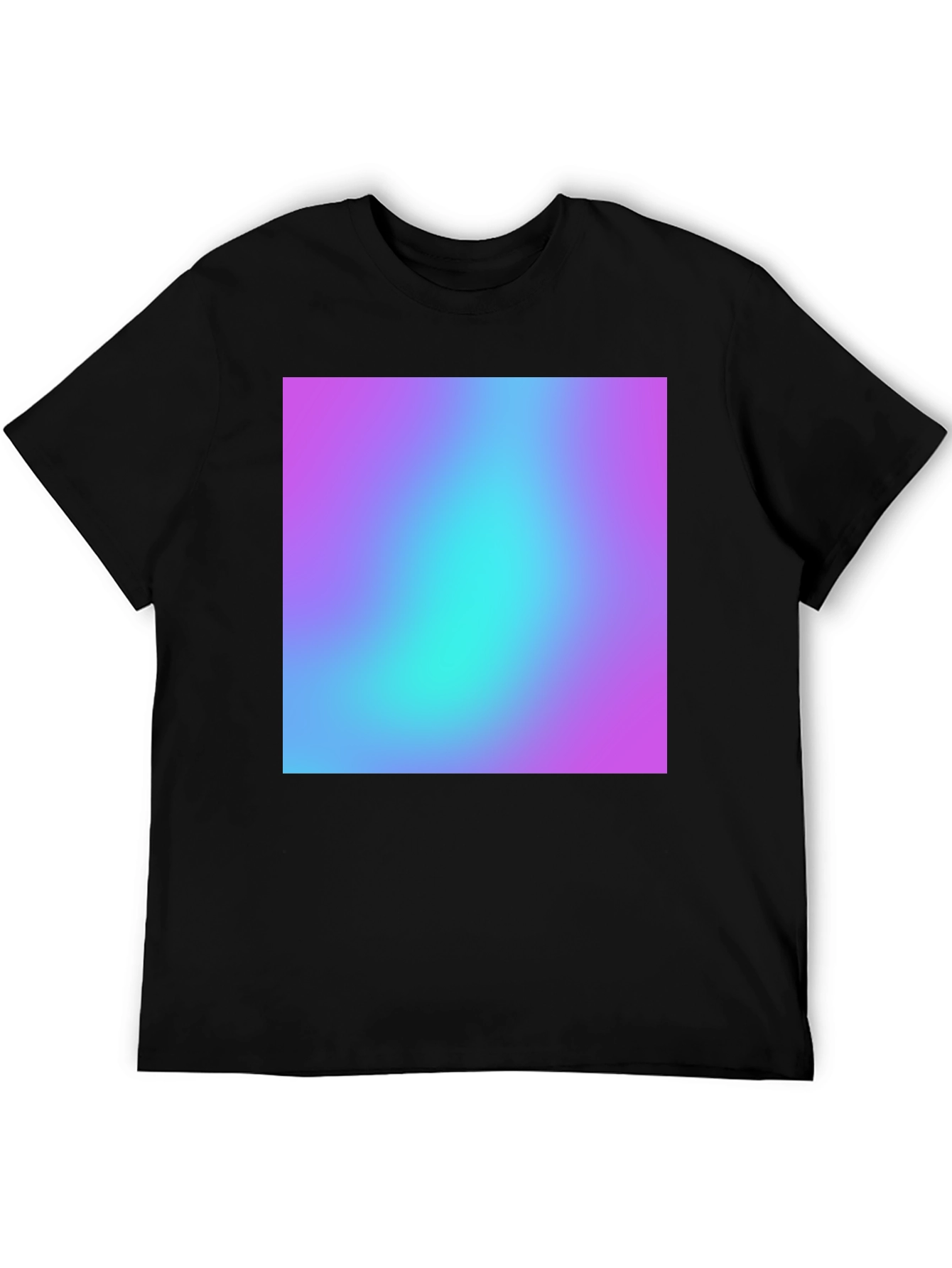 Black Men's Black T-Shirt with Vibrant Gradient Design view 5