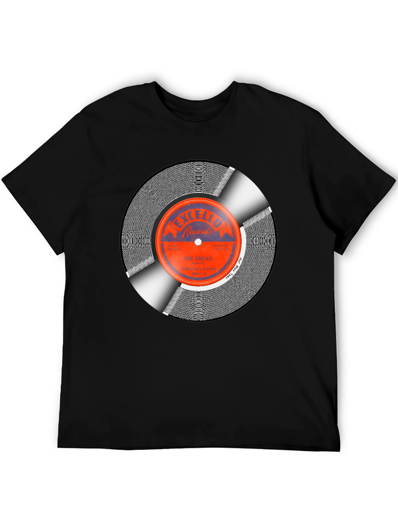 Black Vintage Record Graphic Tee - Retro Music Lover T-Shirt view 5
