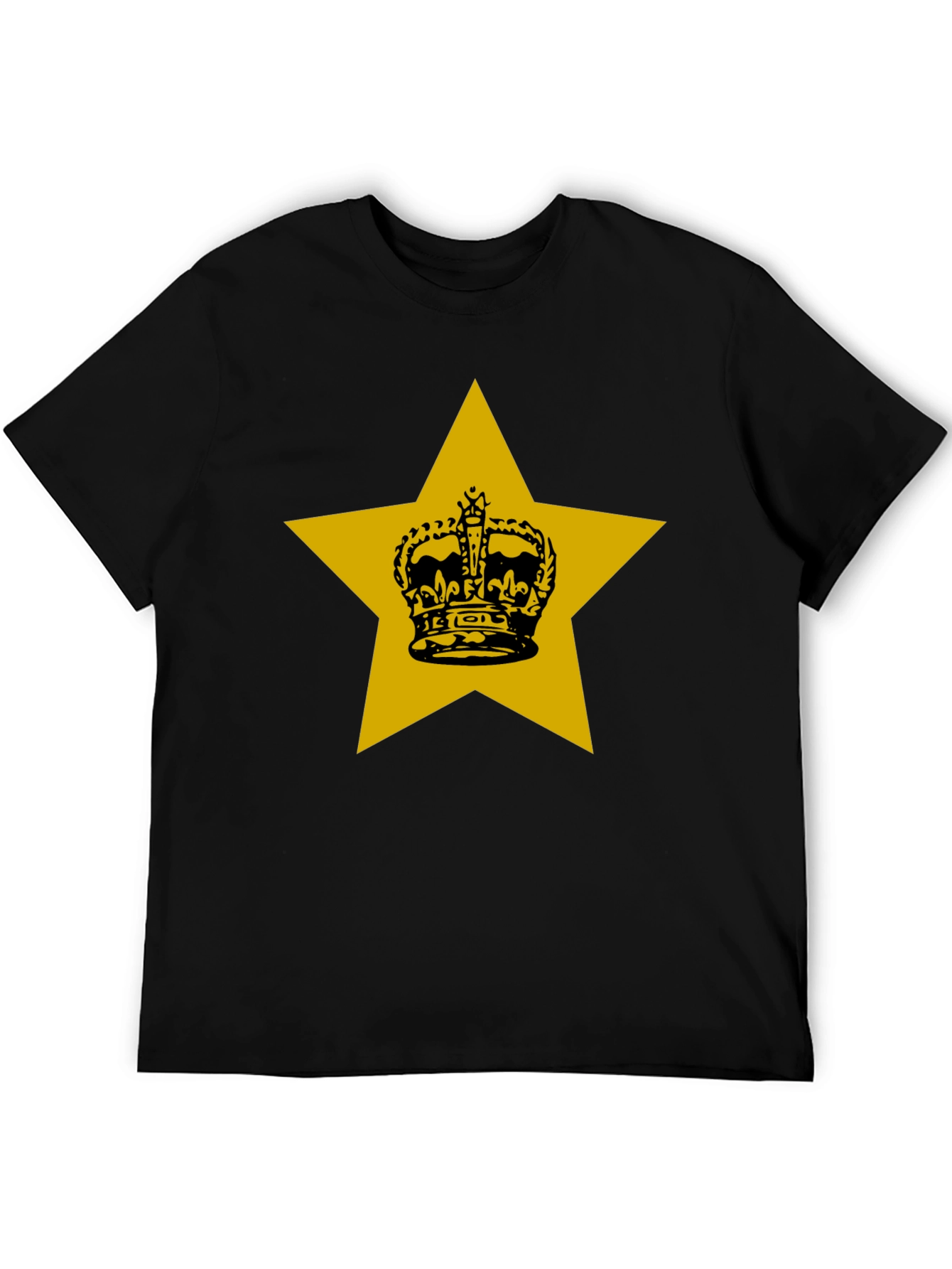 Black Crown Star Graphic Tee - Black Cotton Casual Shirt view 5