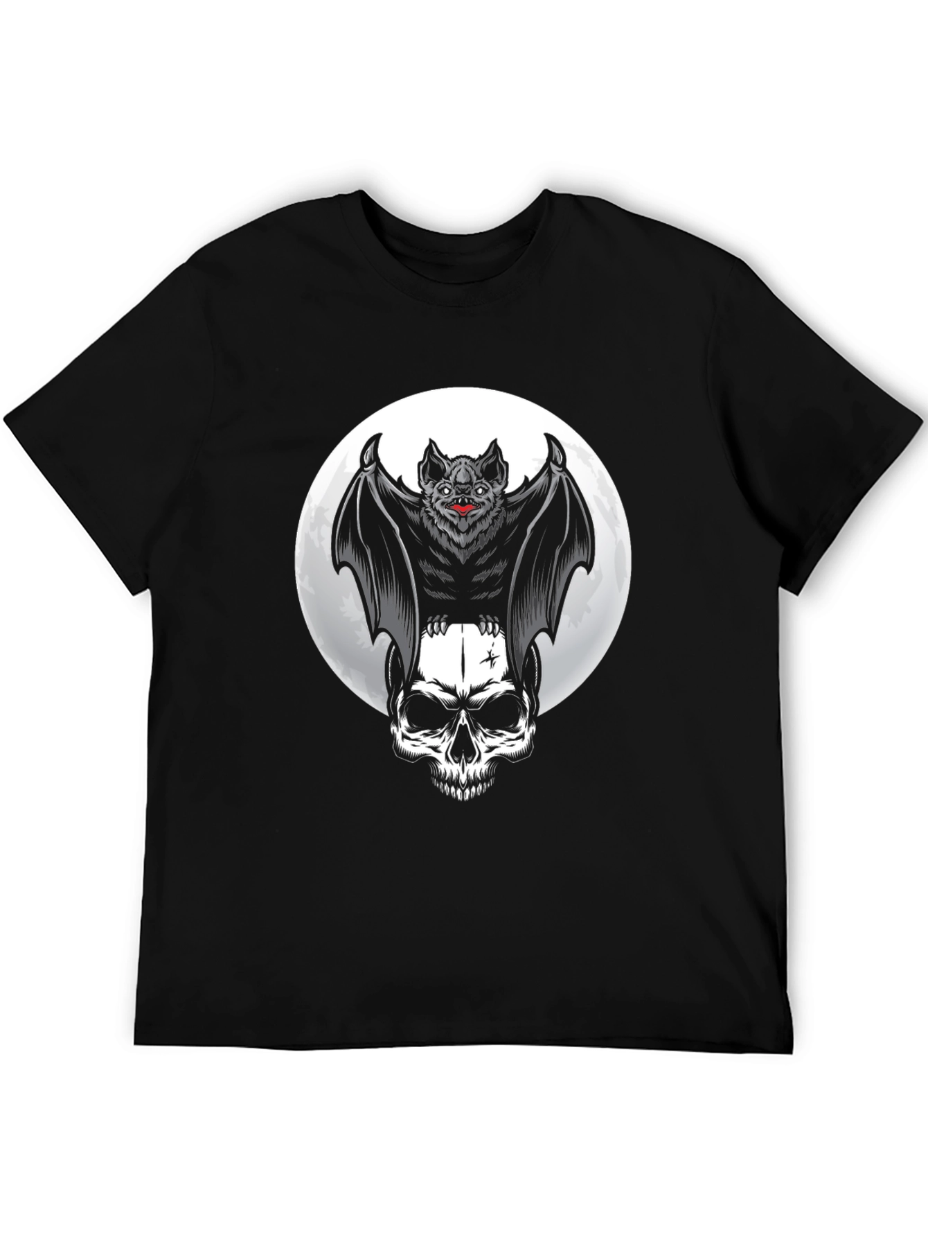 Black Bat & Skull Graphic T-Shirt - Gothic Halloween view 5