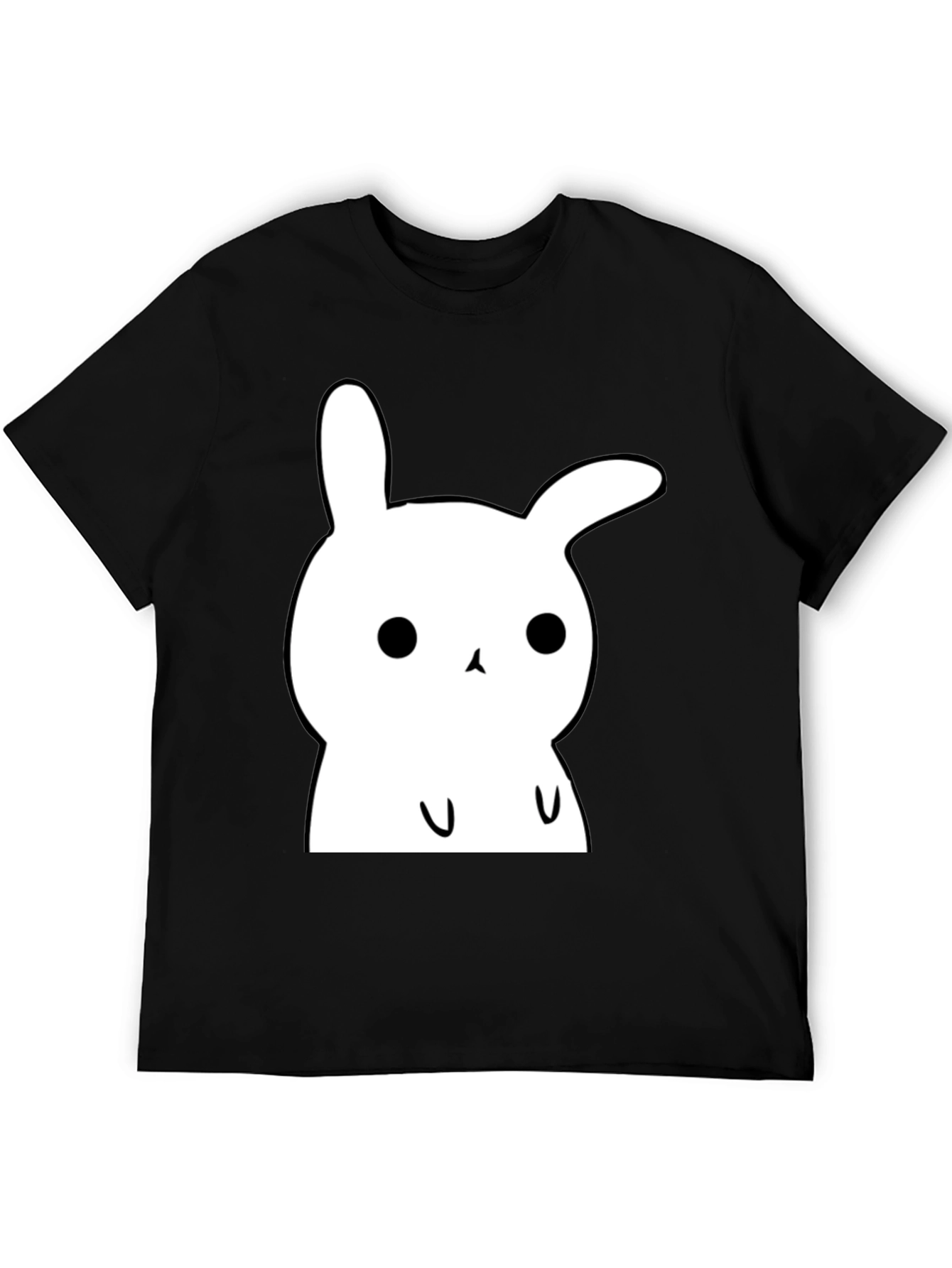 Black Cute Bunny Graphic T-Shirt - Soft Cotton Tee view 5