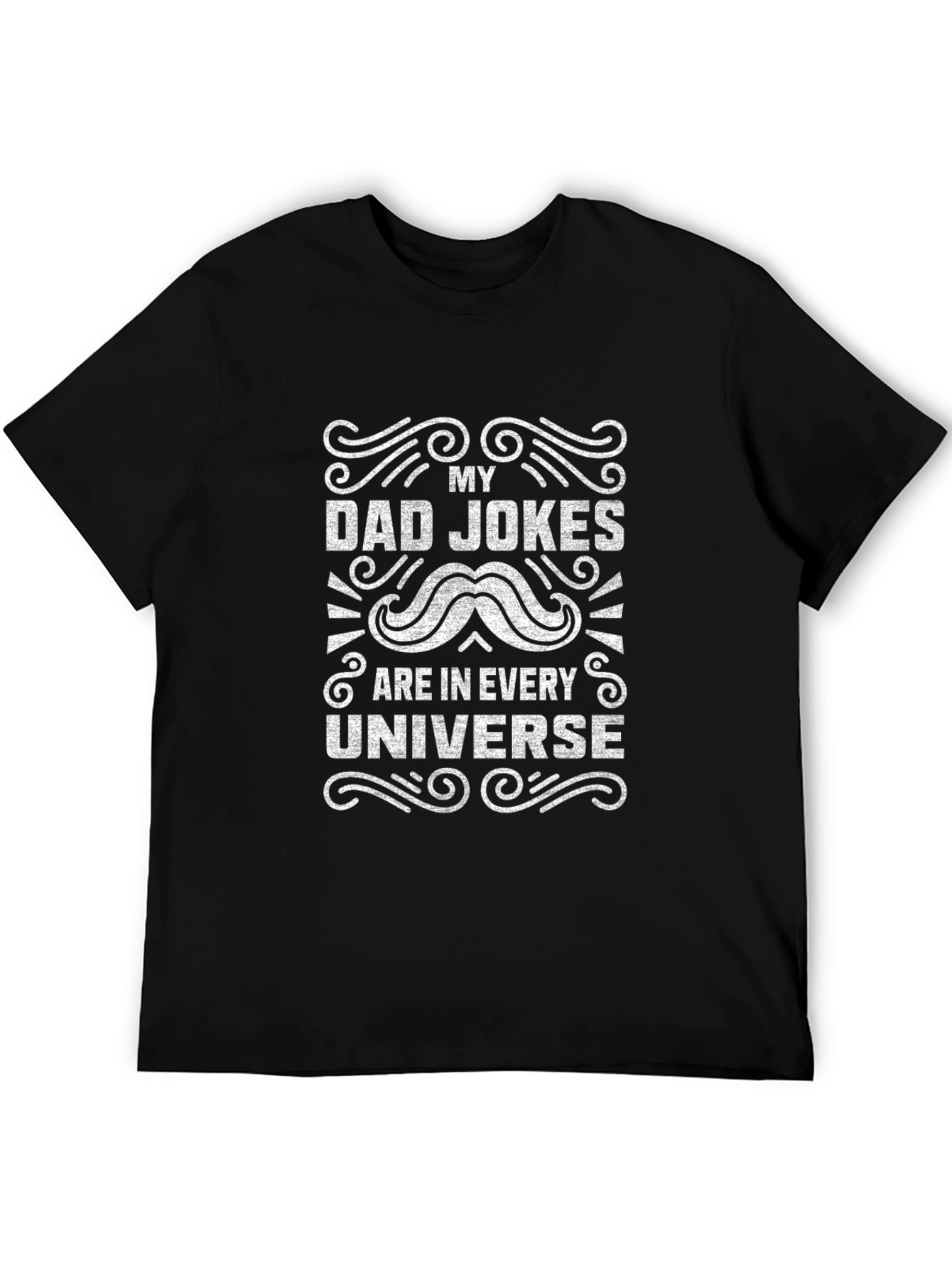 Black Dad Jokes Universe Graphic T-Shirt - Black Cotton Tee view 5