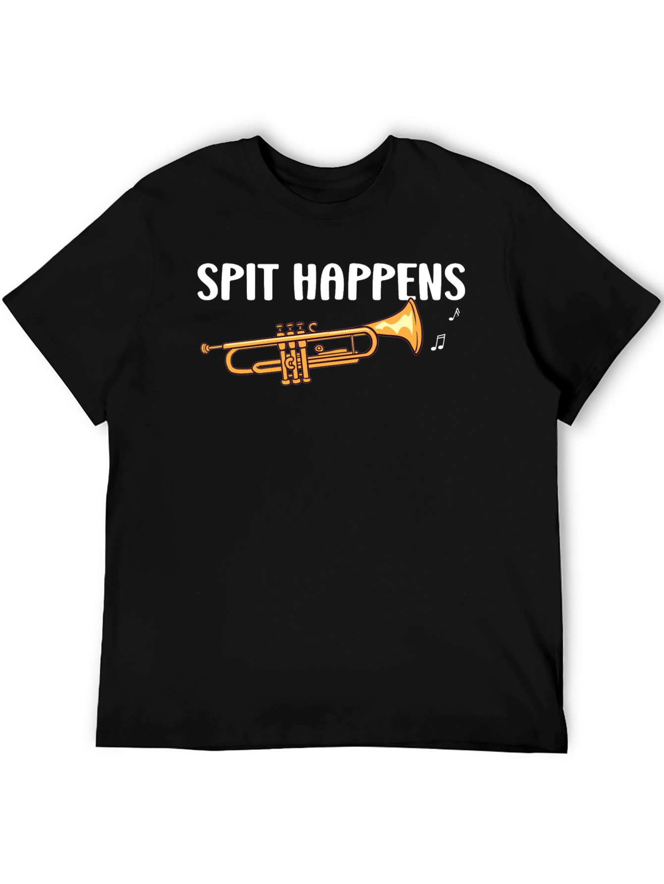 Black Spit Happens Trumpet T-Shirt - Music Lover Tee view 5