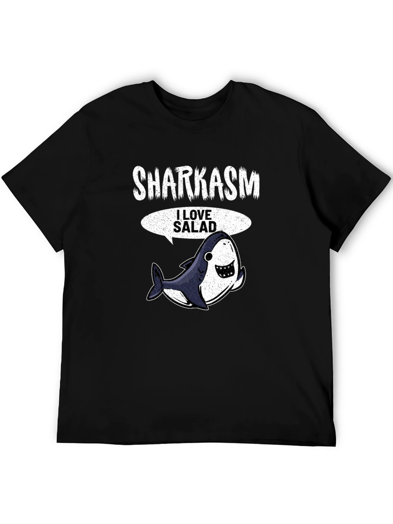 Black Sharkasm I Love Salad Men's Black T-Shirt view 5