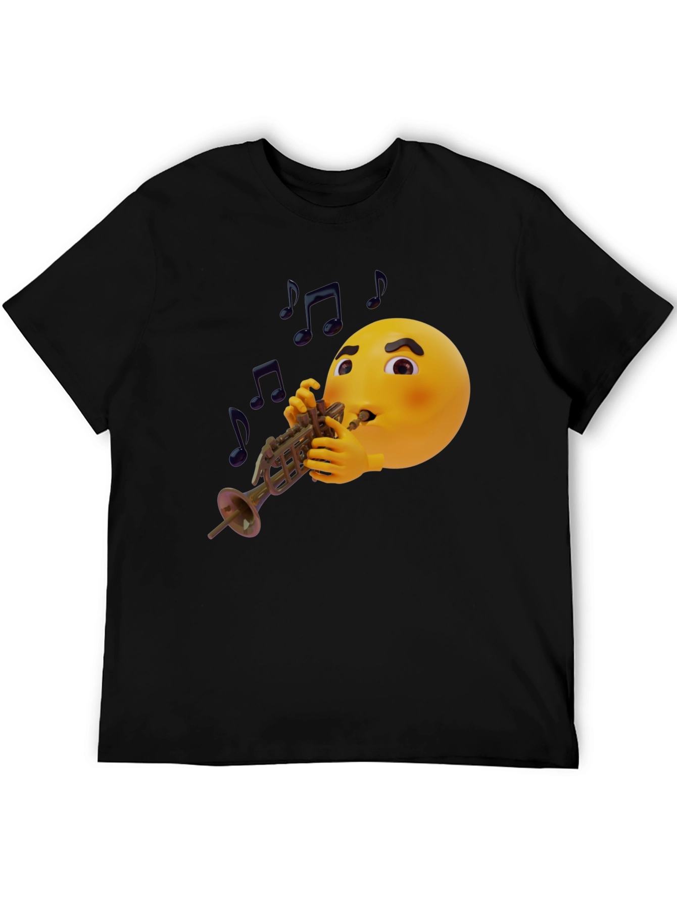 Black Emoji Trumpet Player Graphic T-Shirt view 5