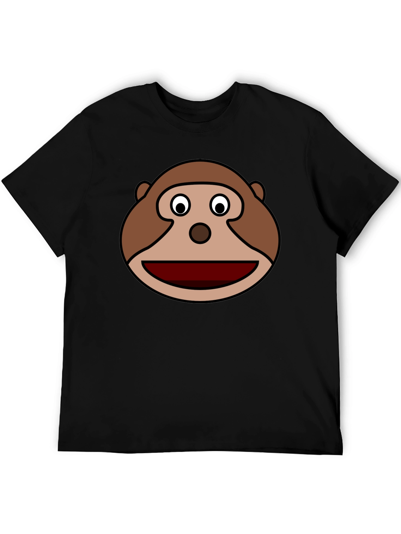 Black Monkey Face Graphic Tee - Black Cotton Casual view 5