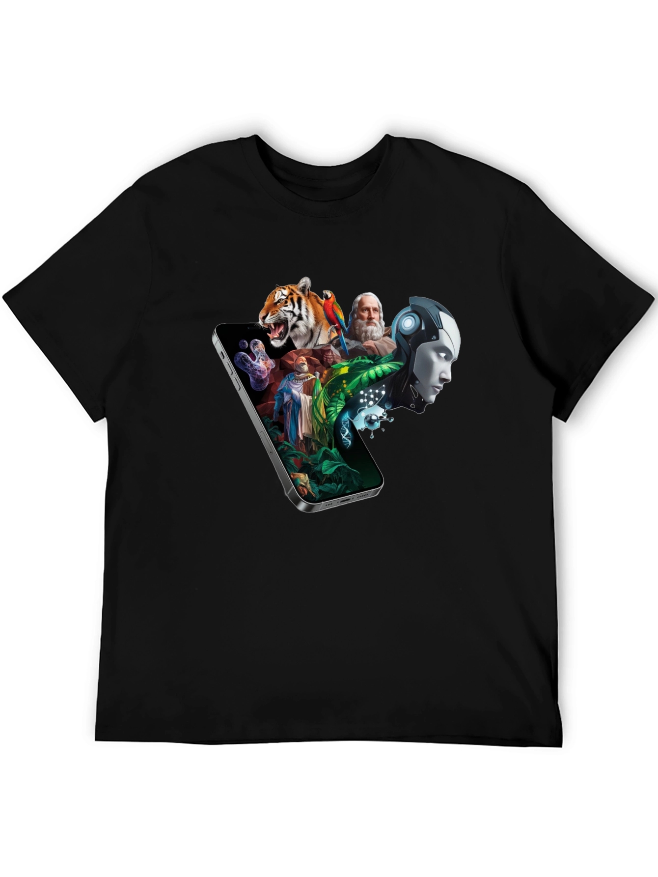 Black Evolutionary T-Shirt: Art Meets Technology view 5