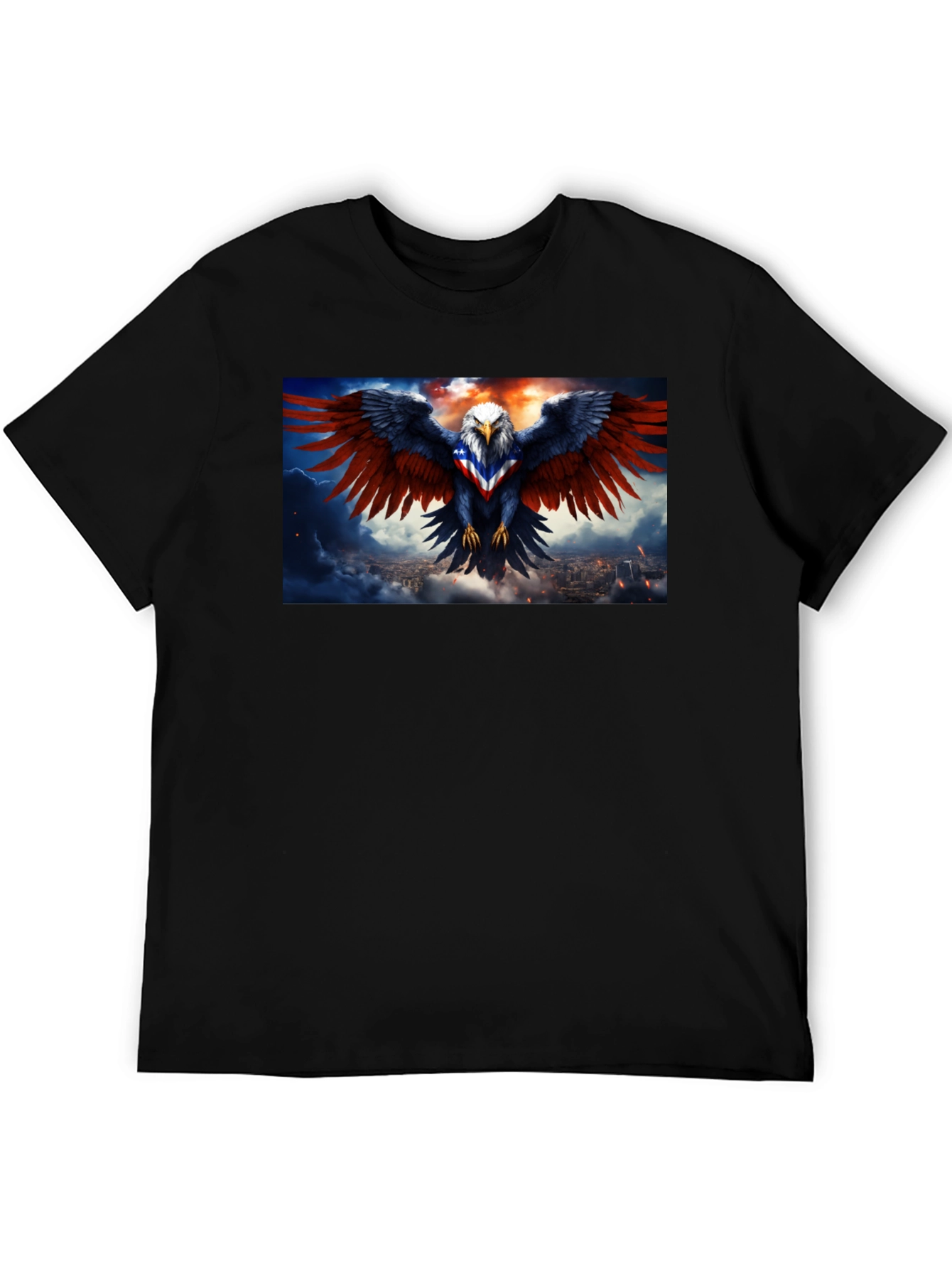 Black American Eagle Graphic T-Shirt - Patriotic Design view 5