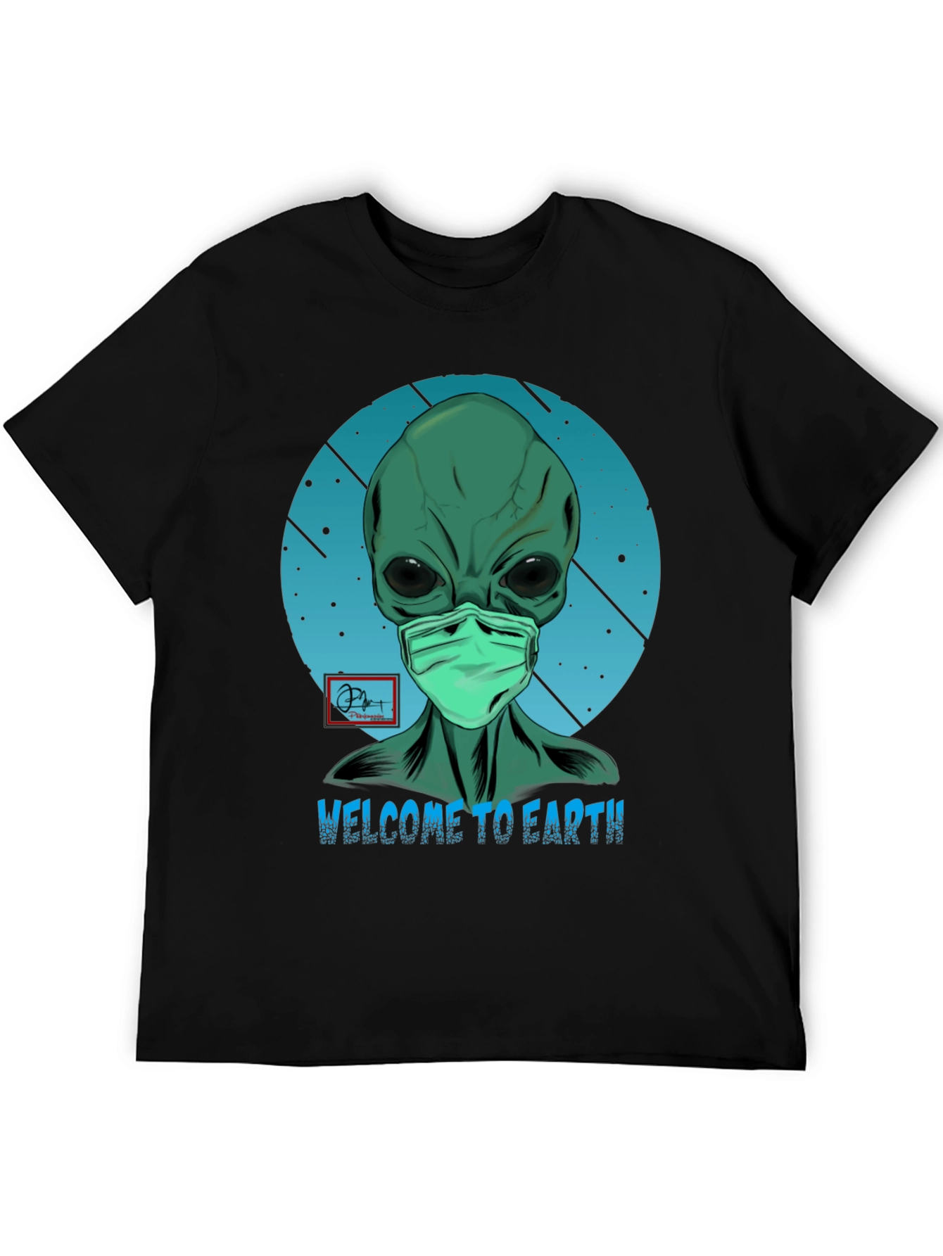 Black Welcome Alien T-Shirt - Funny Graphic Tee view 5