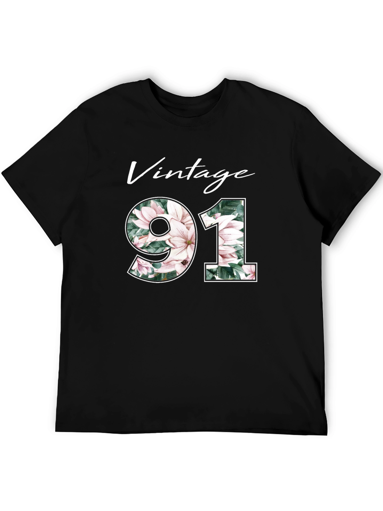 Black Vintage 91 Floral Black T-Shirt view 5
