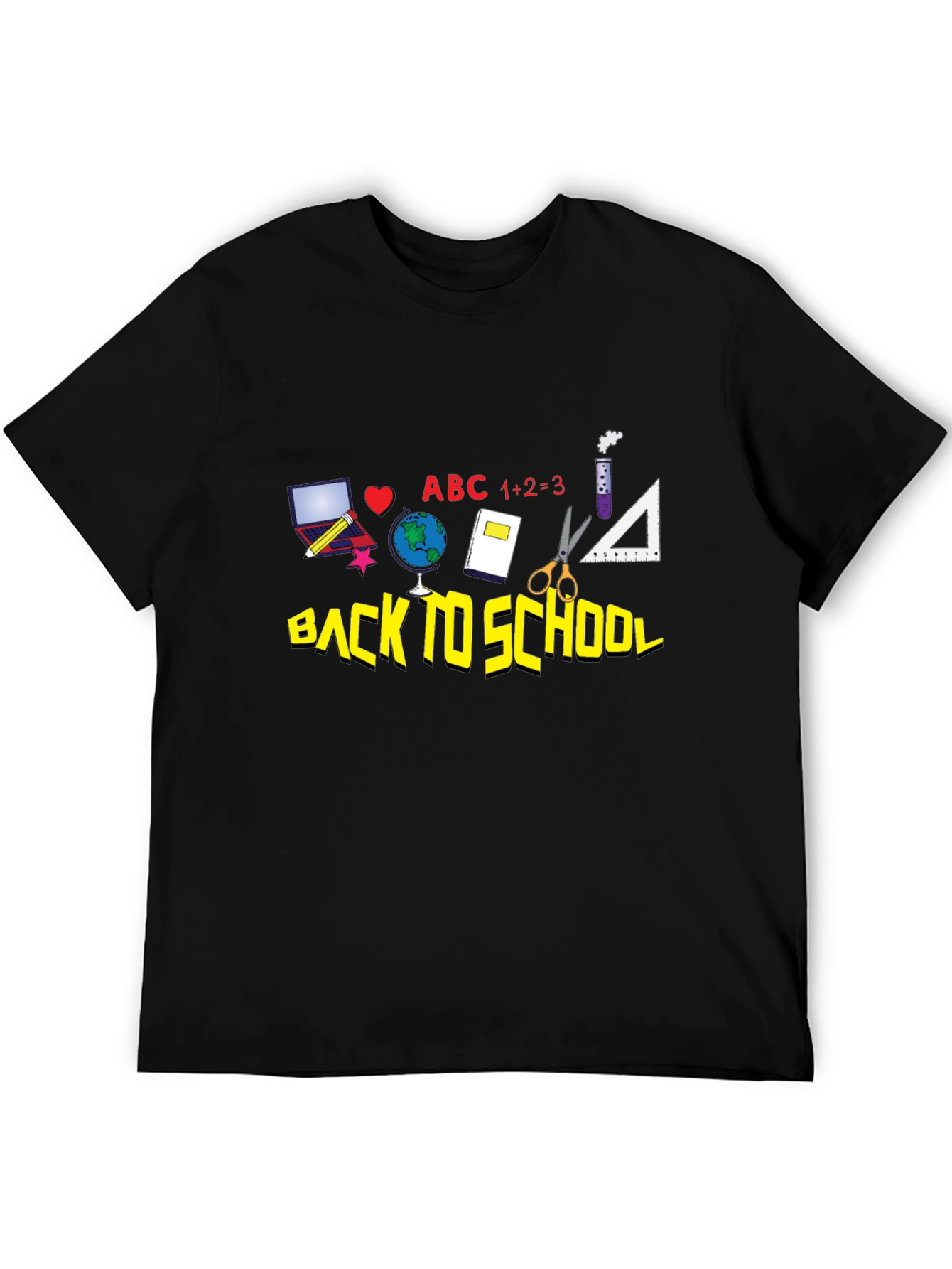 Black Back to School Graphic Tee - Black Cotton T-Shirt view 5
