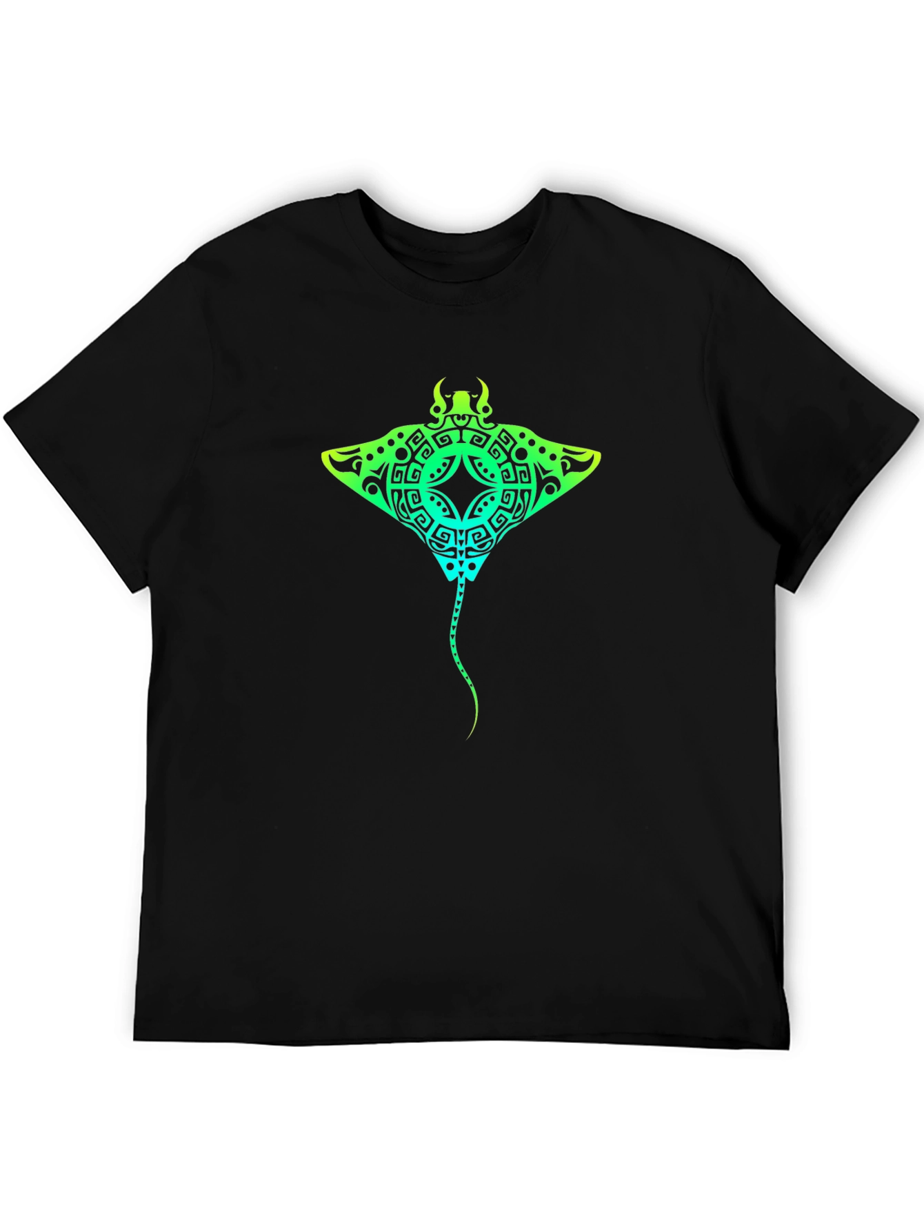 Black Manta Ray Graphic Tee - Black Cotton Comfort view 5