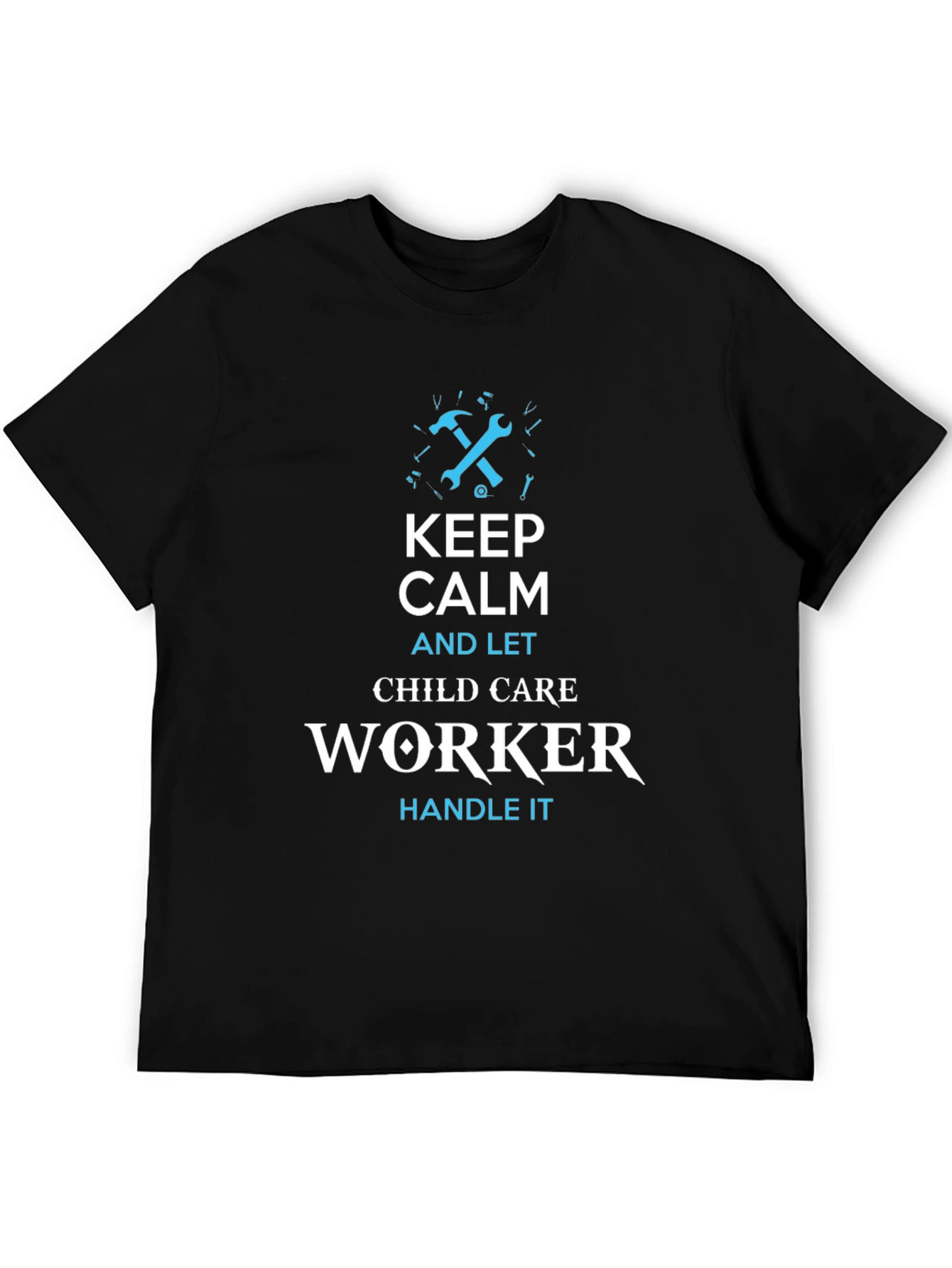 Black Keep Calm Child Care Worker T-Shirt view 5