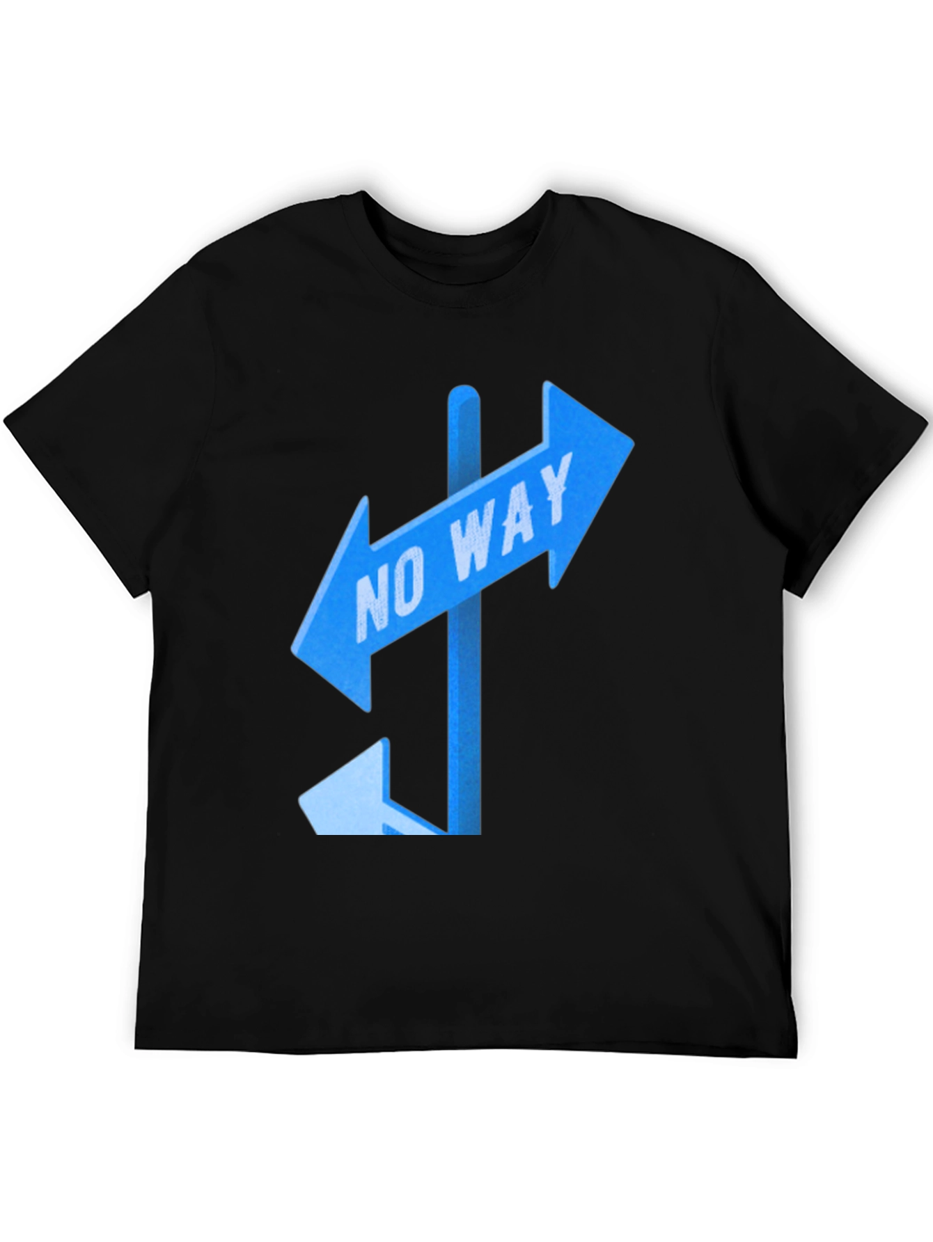 Black No Way Sign Graphic Tee - Black Casual T-Shirt view 5