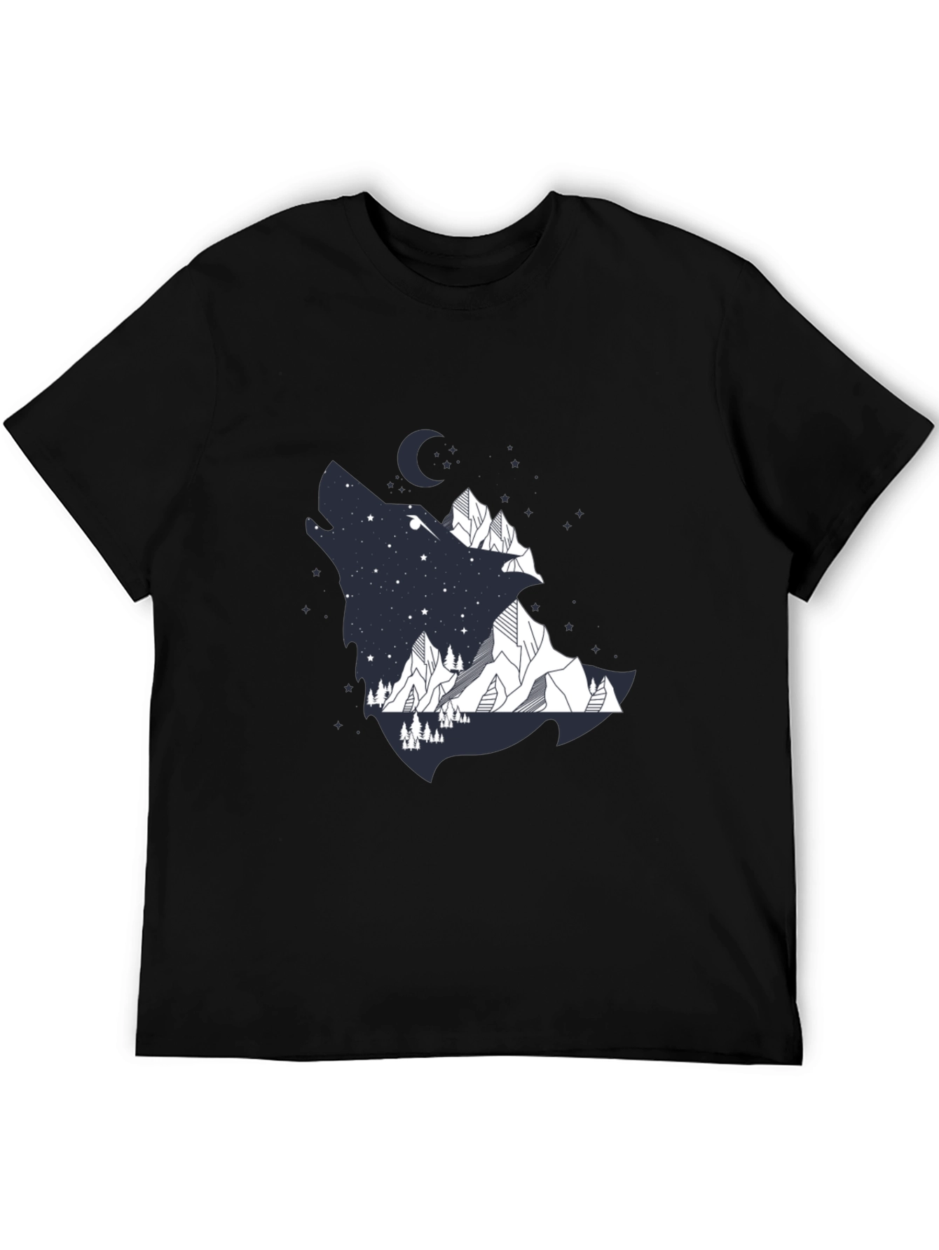 Black Wolf Mountain Graphic Tee - Men's Black T-Shirt view 5